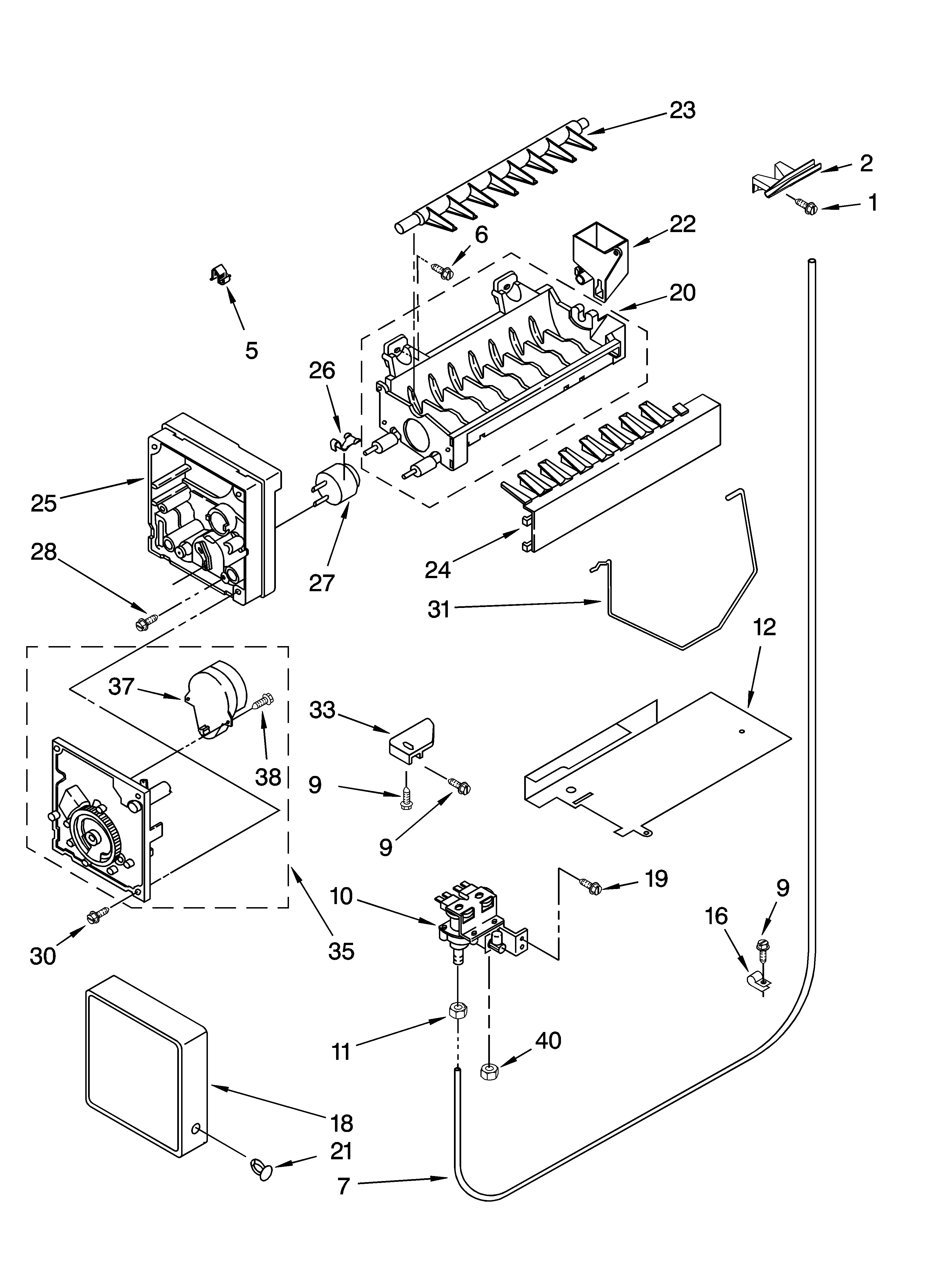 Whirlpool 6GS2SHQXRQ01 icemaker parts diagram