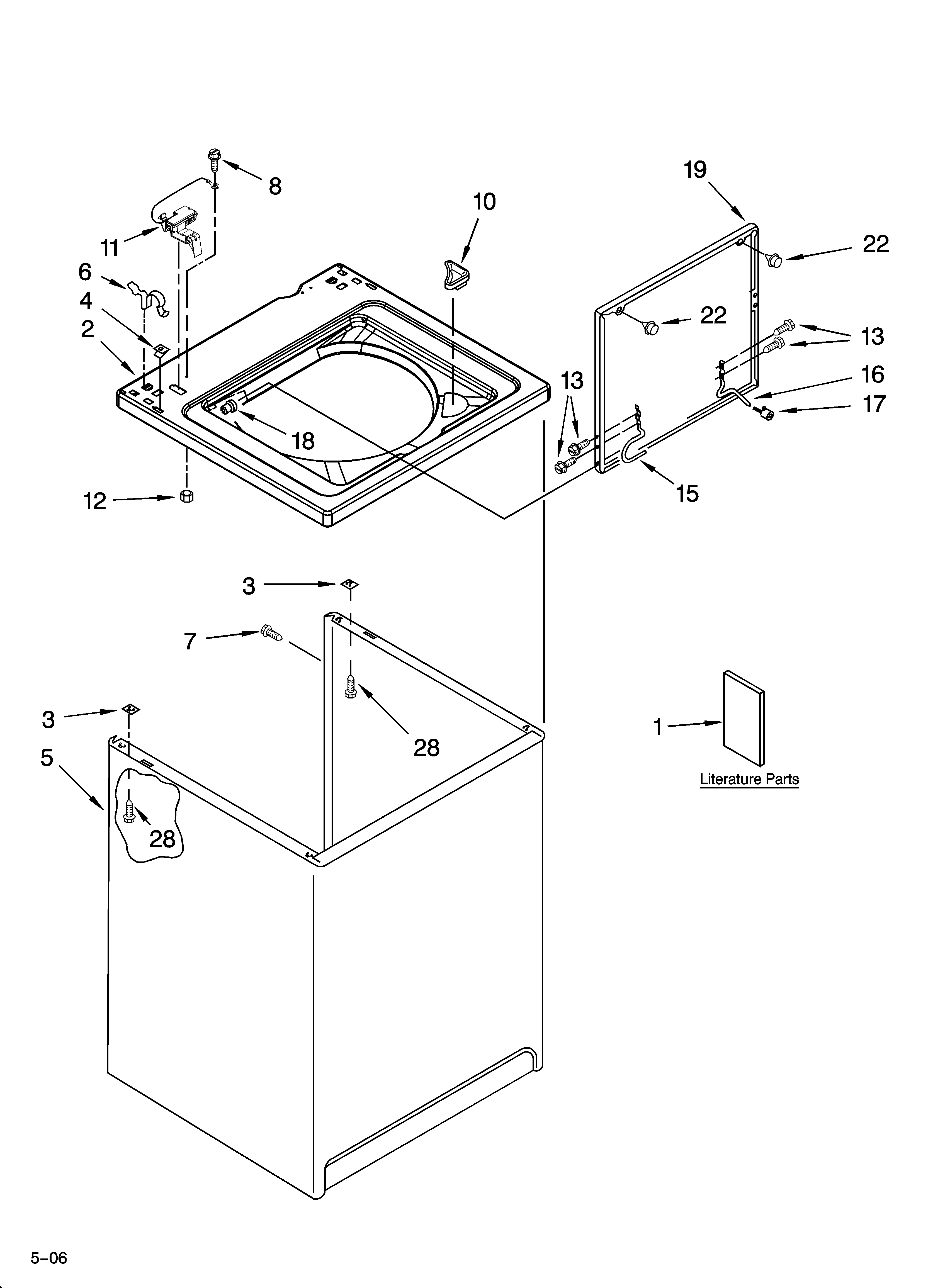 Whirlpool 7MWT95500SQ0 top and cabinet parts diagram