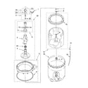 Whirlpool 7MWT96540SQ0 agitator, basket and tub parts diagram