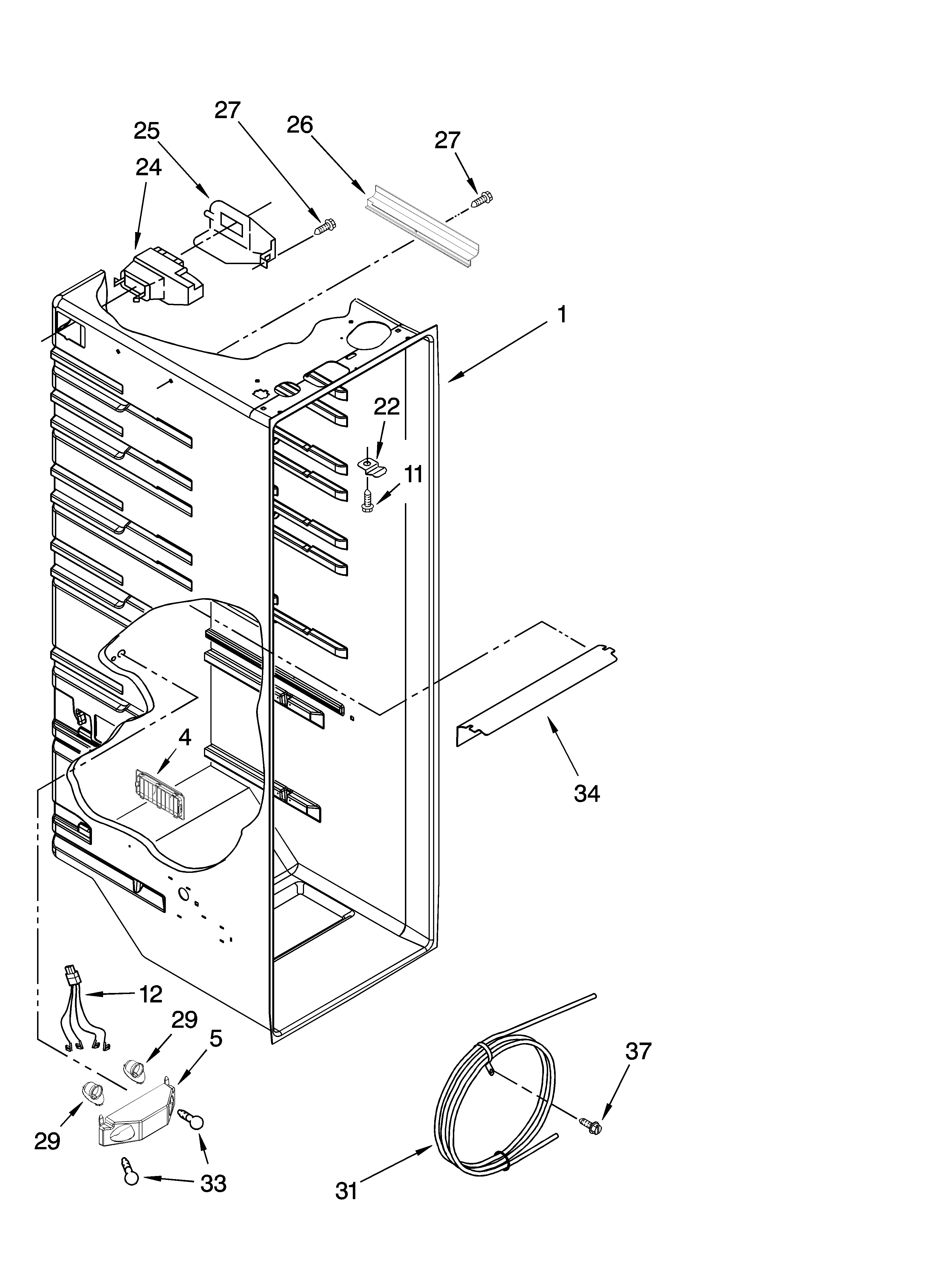 Crosley CS22CFXTB00 refrigerator liner parts diagram
