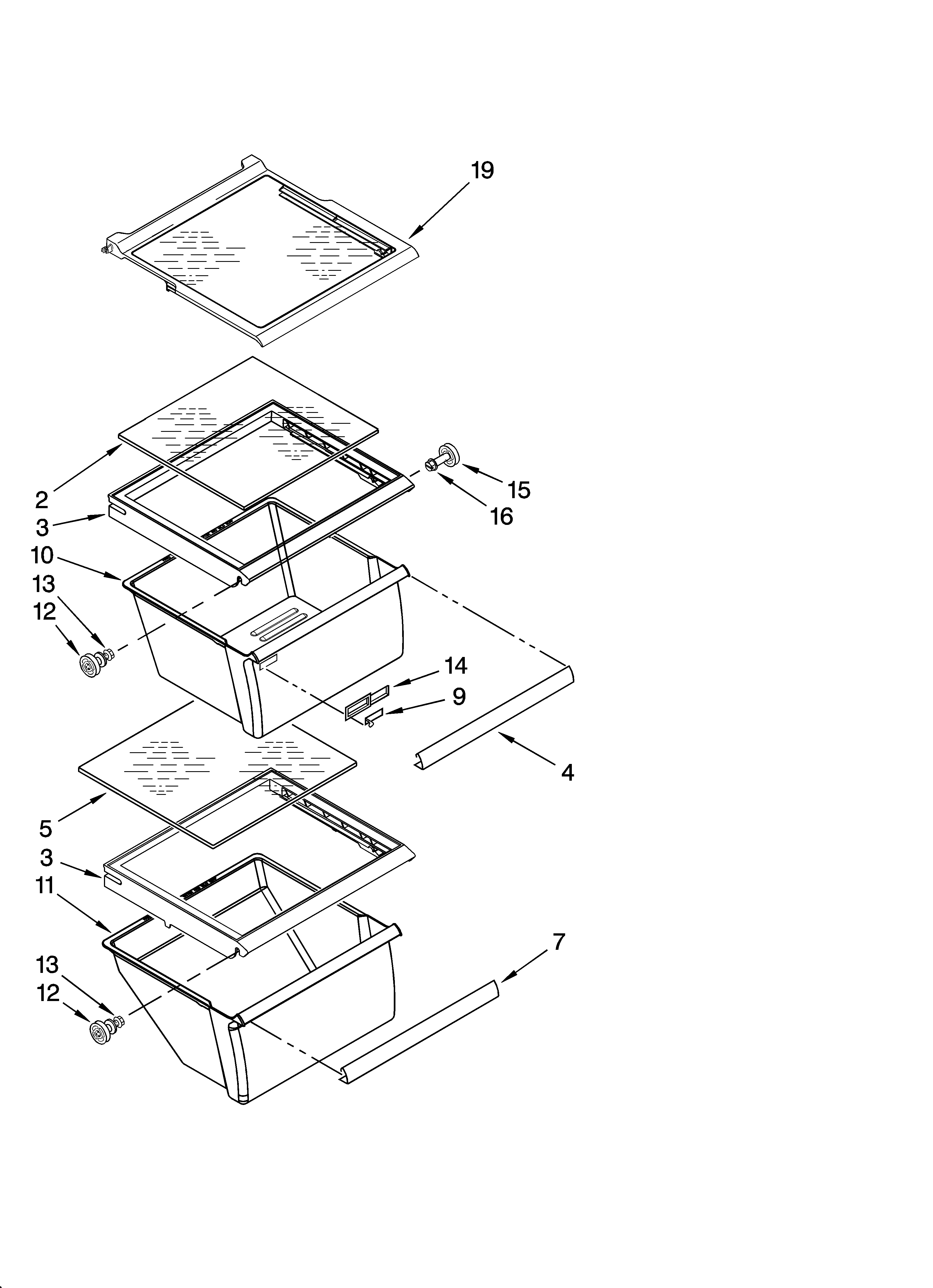 Crosley CS22CFXTB00 refrigerator shelf parts diagram