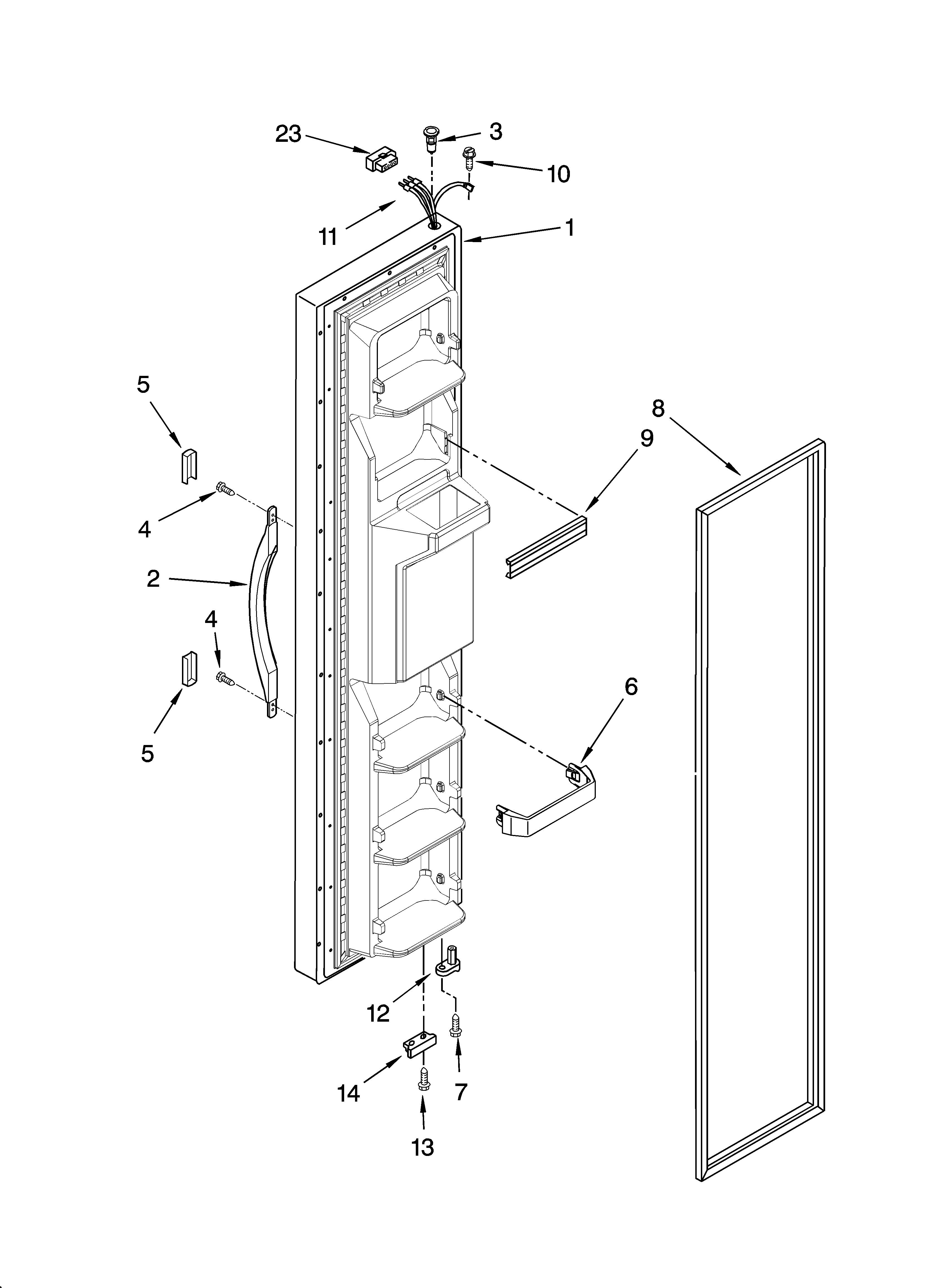 Crosley CS22CFXTB00 freezer door parts diagram