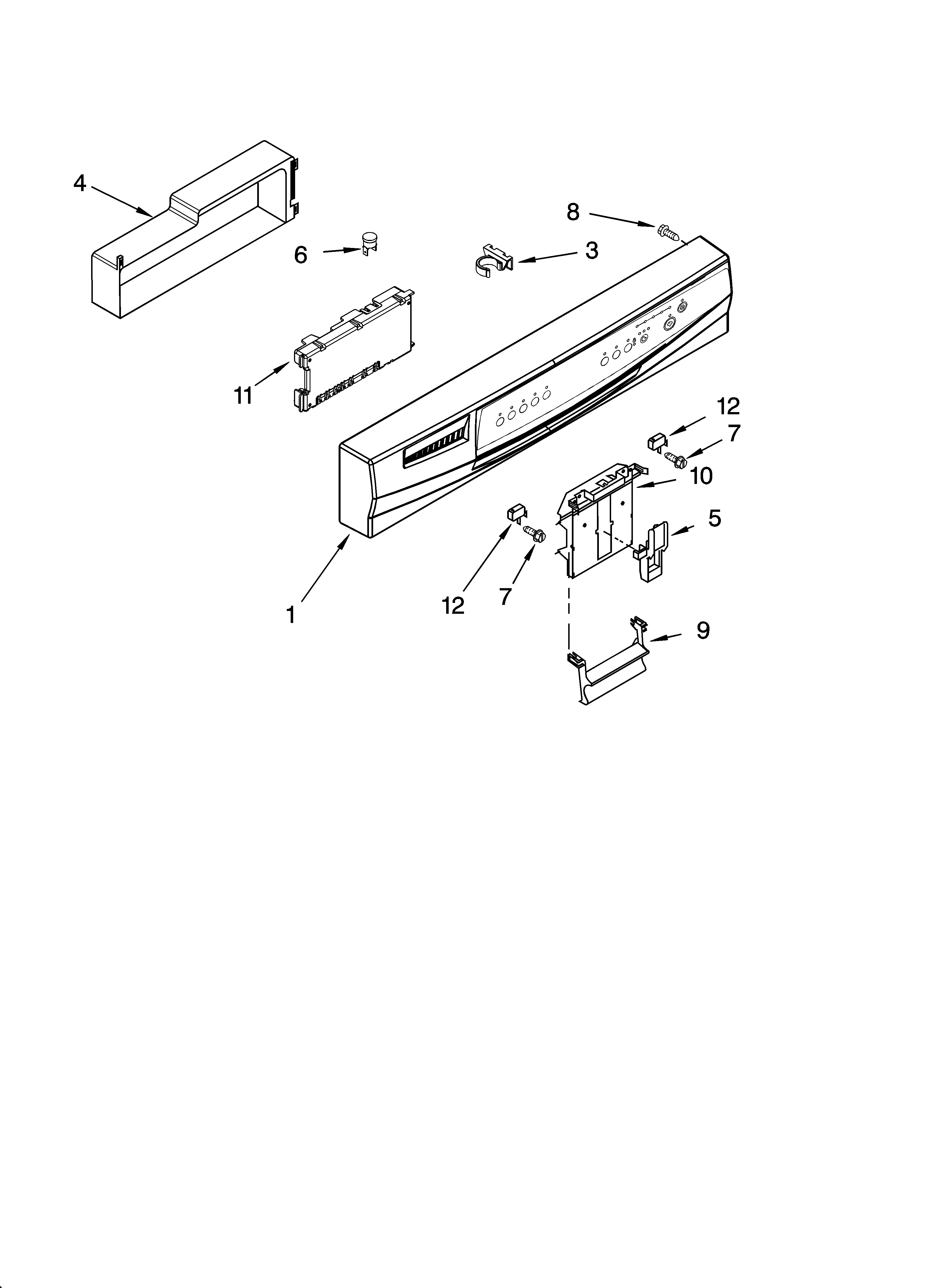 Whirlpool DUL240XTPS7 control panel parts diagram