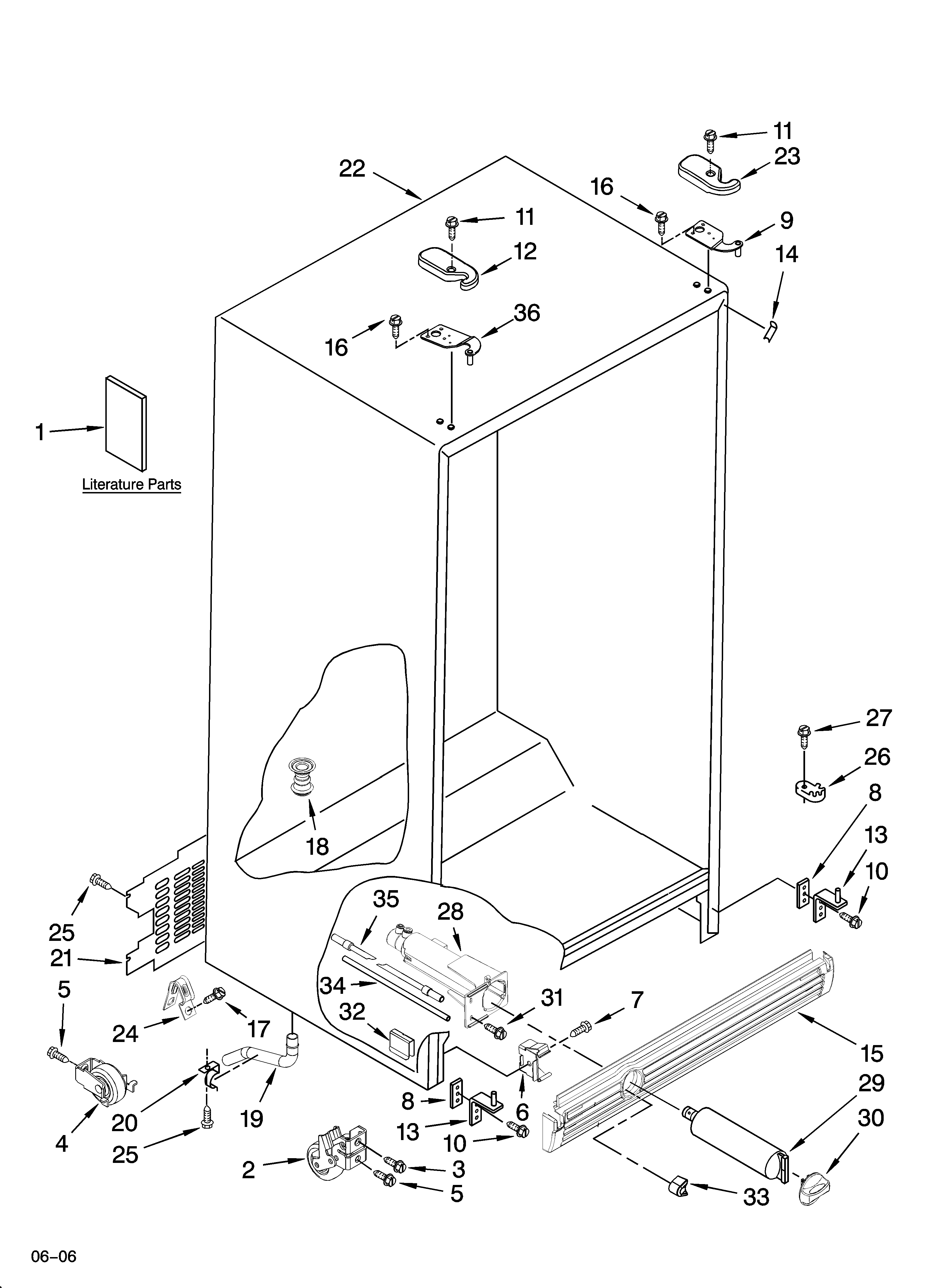 Whirlpool ED5FHAXSB01 cabinet parts diagram