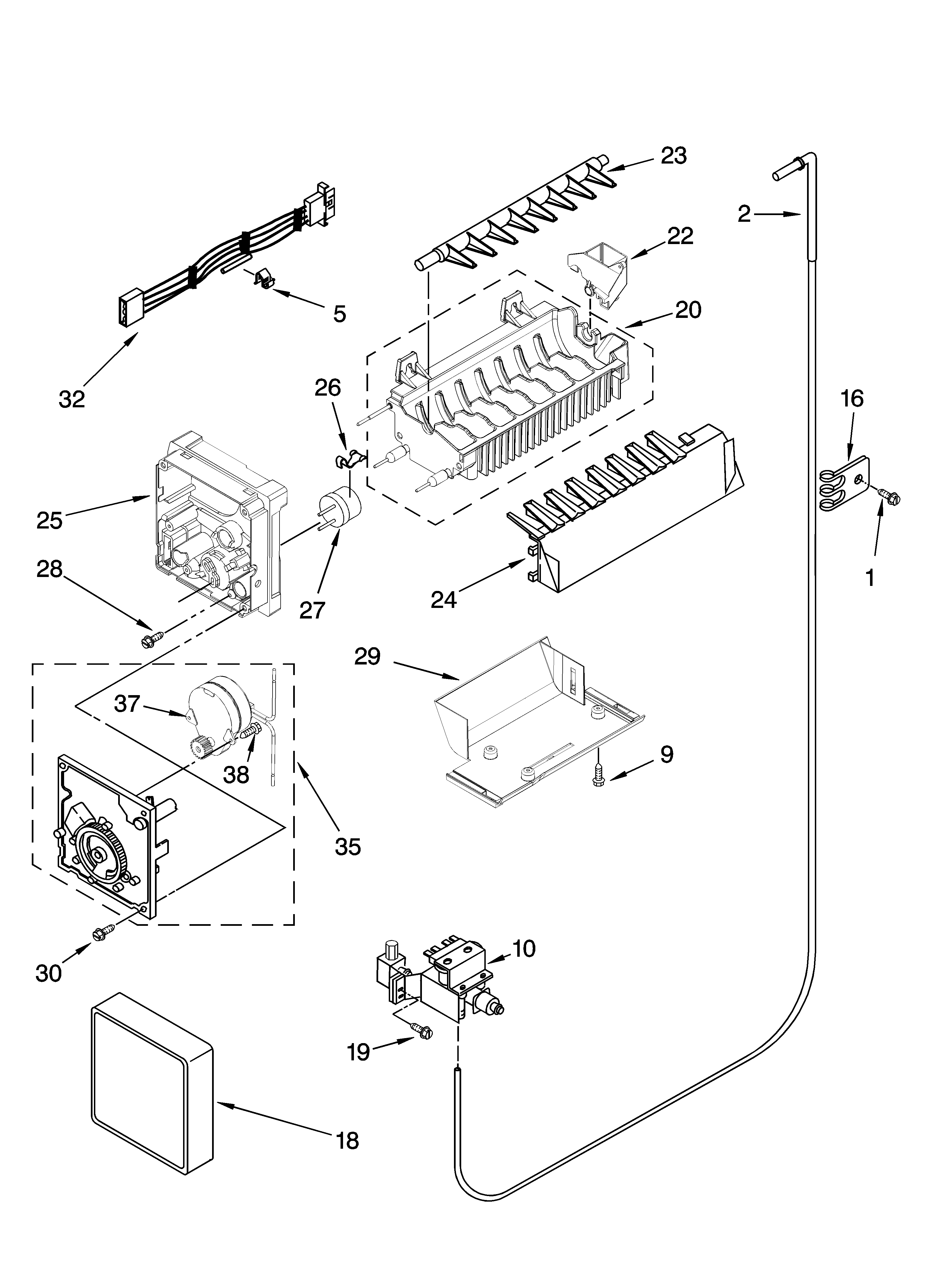 Whirlpool ED5FHAXSB01 icemaker parts, optional parts (not included) diagram