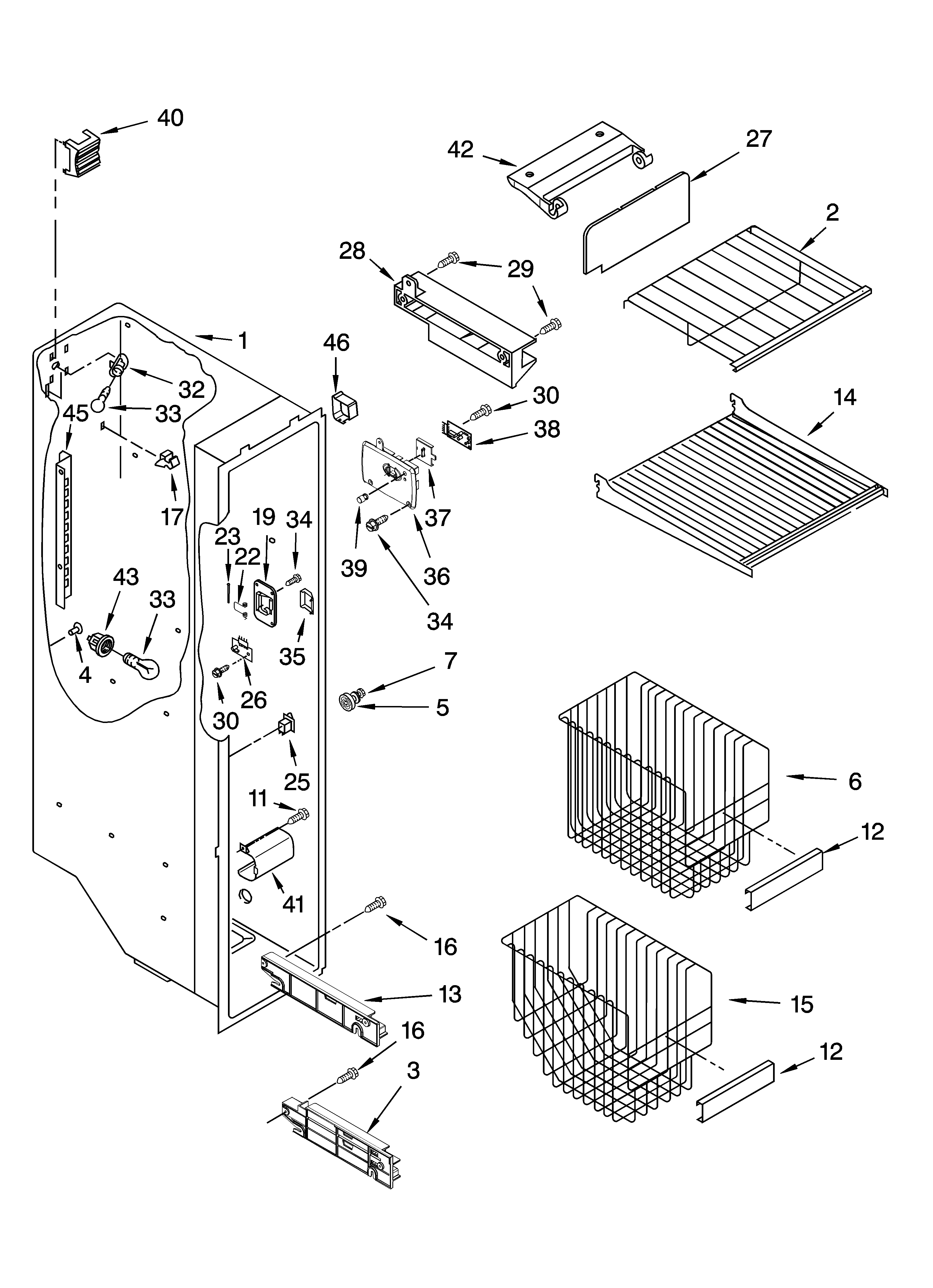 Whirlpool ED5RHAXNQ02 freezer liner parts diagram