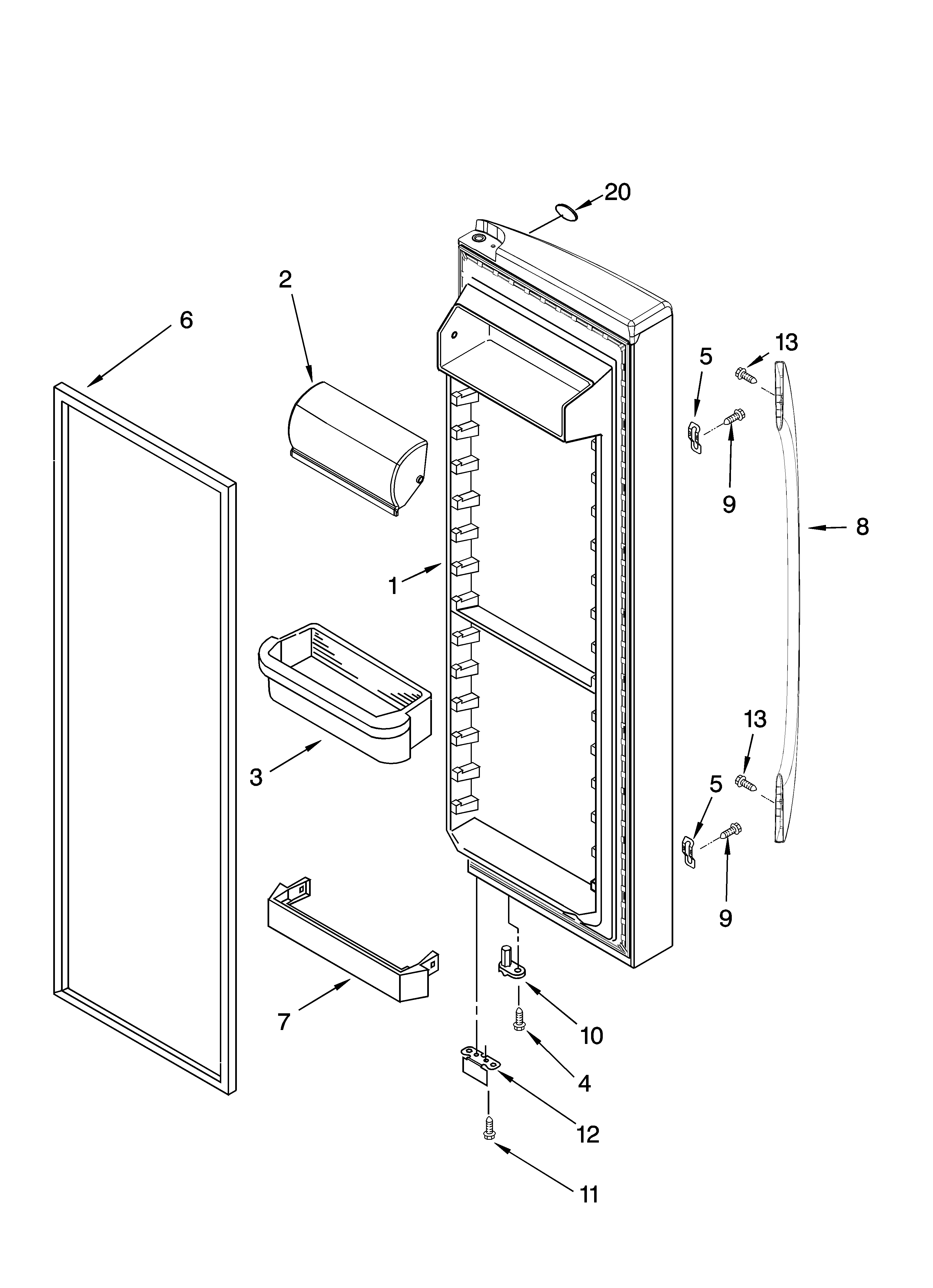 Whirlpool ES5FHAXSB00 refrigerator door parts diagram