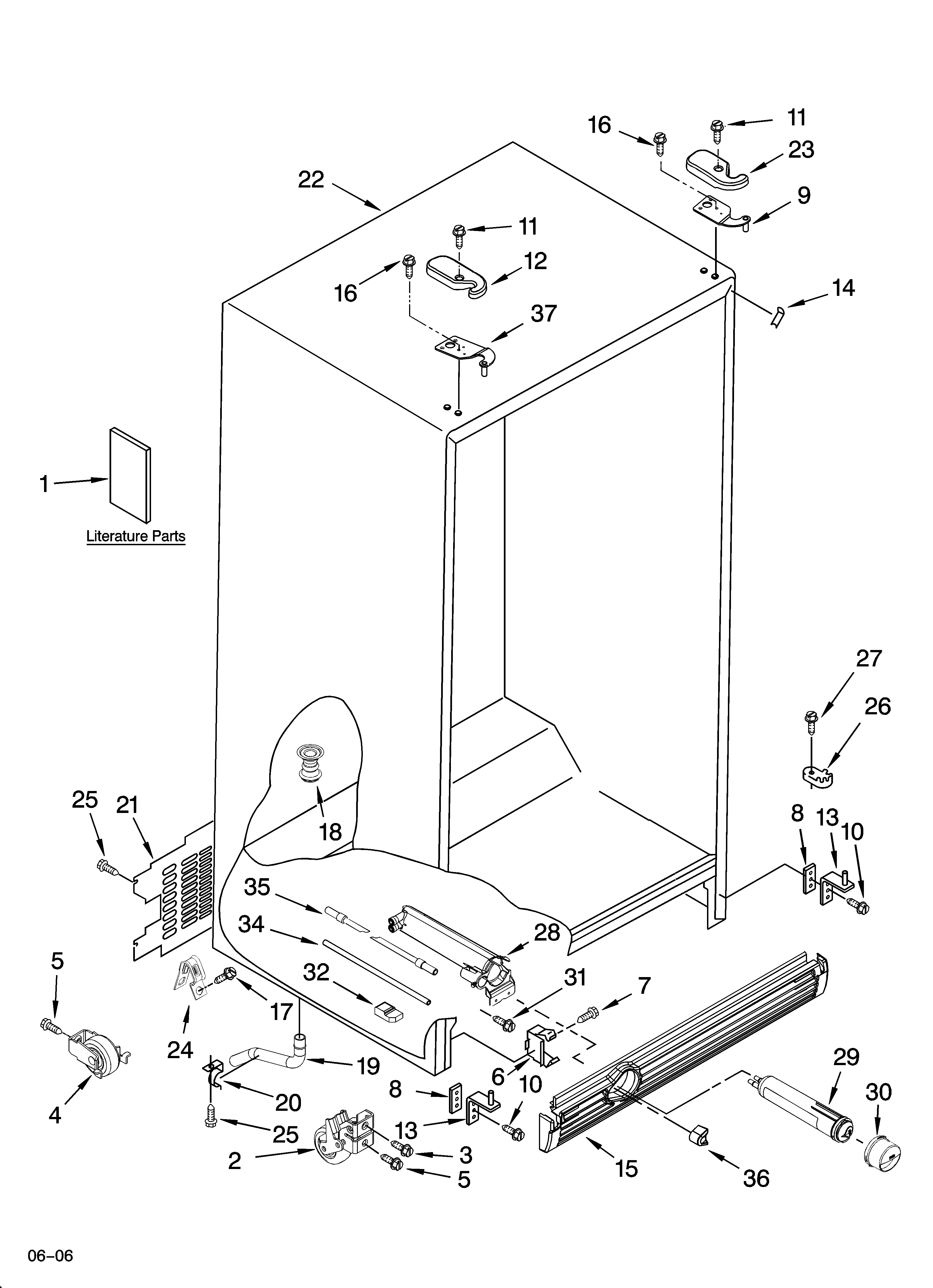 Whirlpool ES5LHAXSA01 cabinet parts diagram