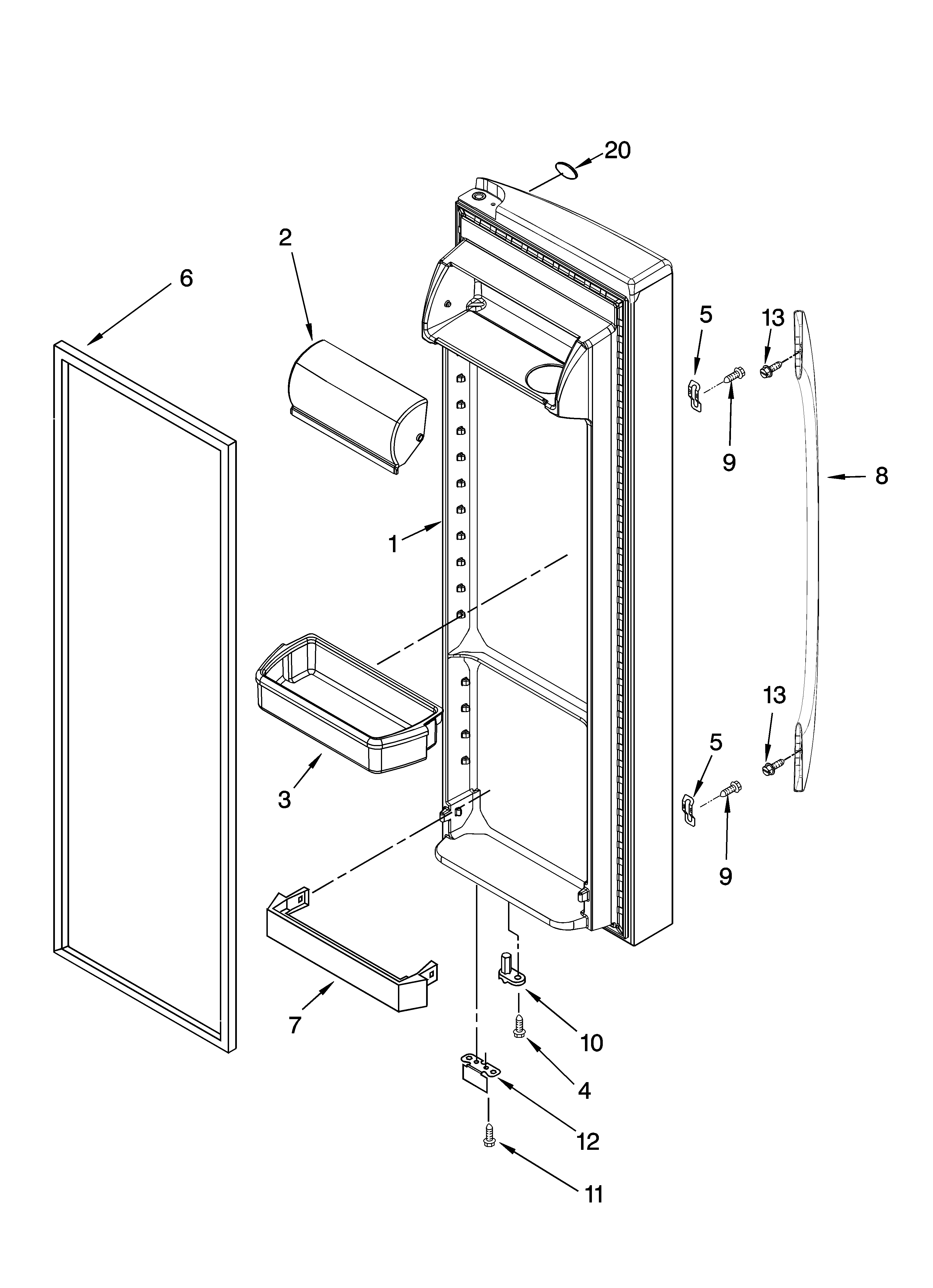 Whirlpool ES5LHAXSA01 refrigerator door parts diagram
