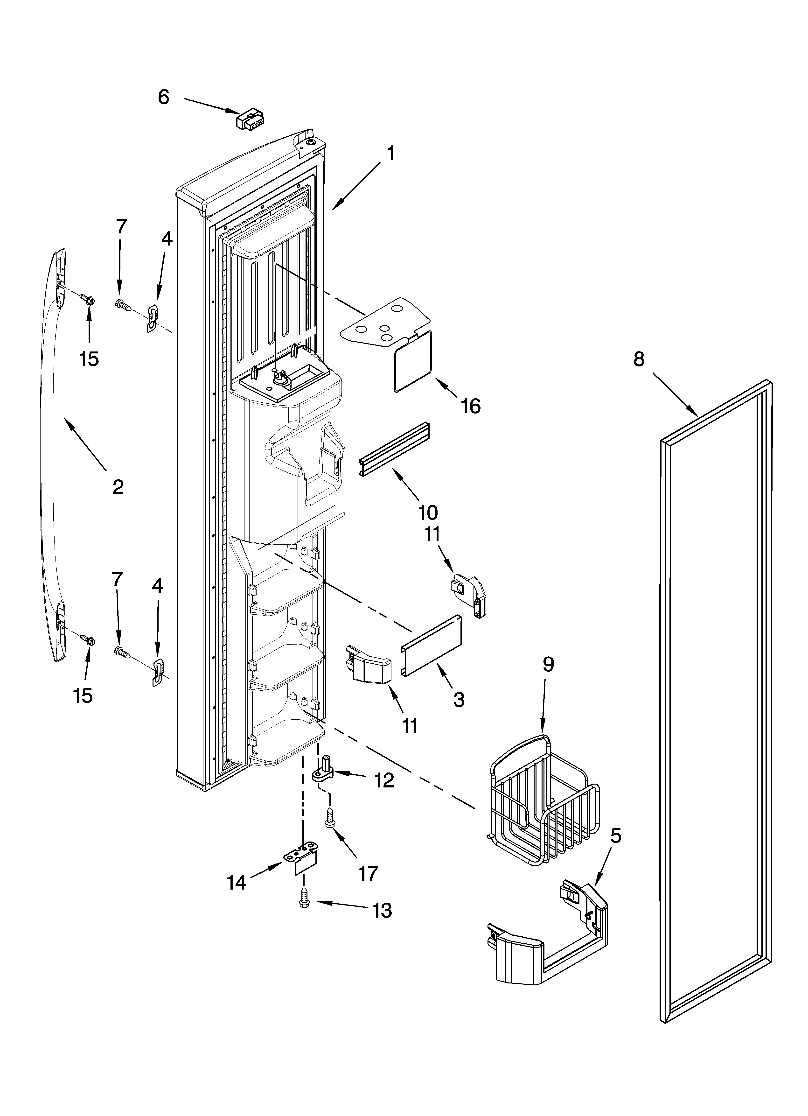 Whirlpool ES5LHAXSA01 freezer door parts diagram