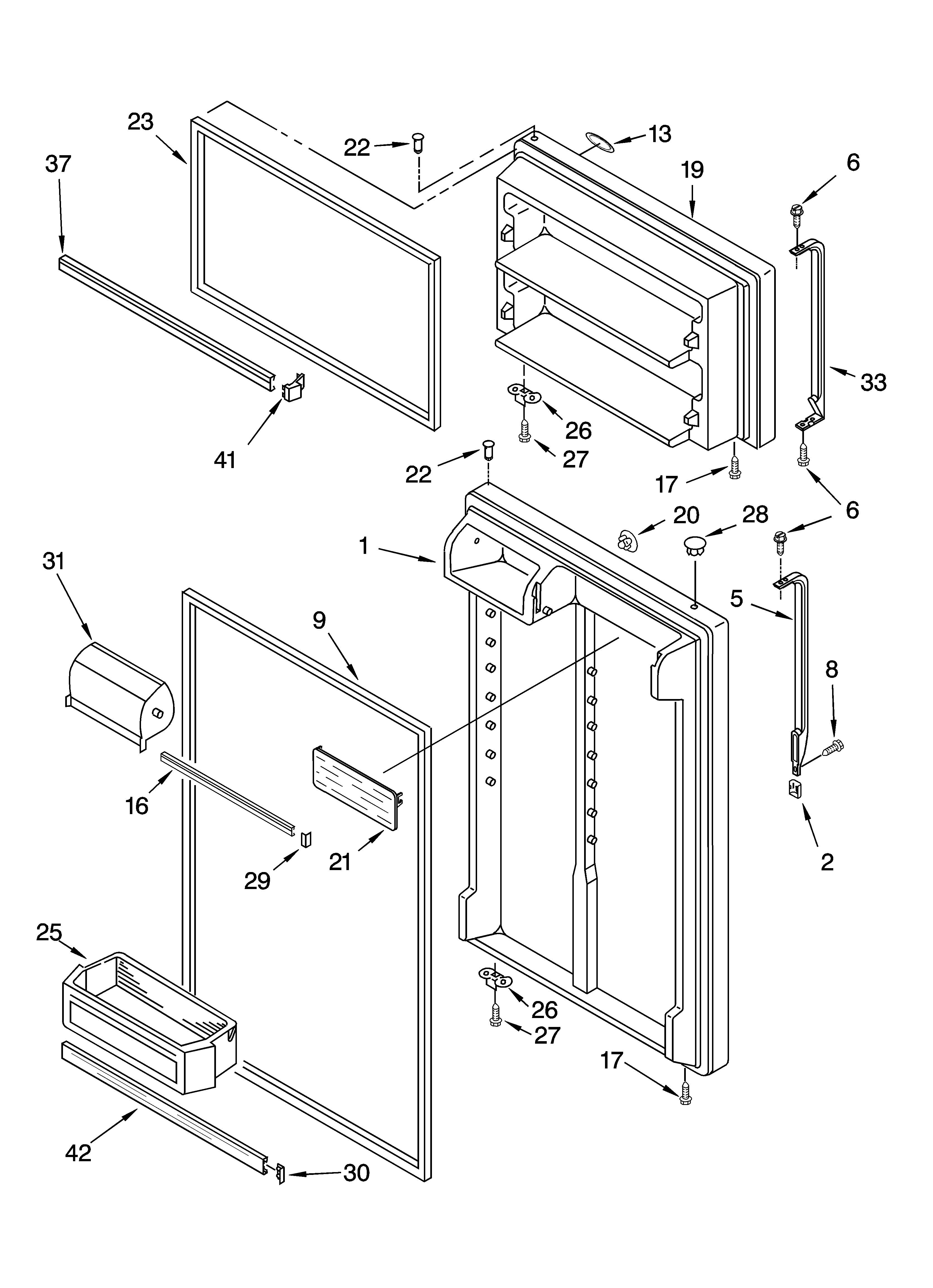 Whirlpool ET1CHMXKQ09 door parts diagram