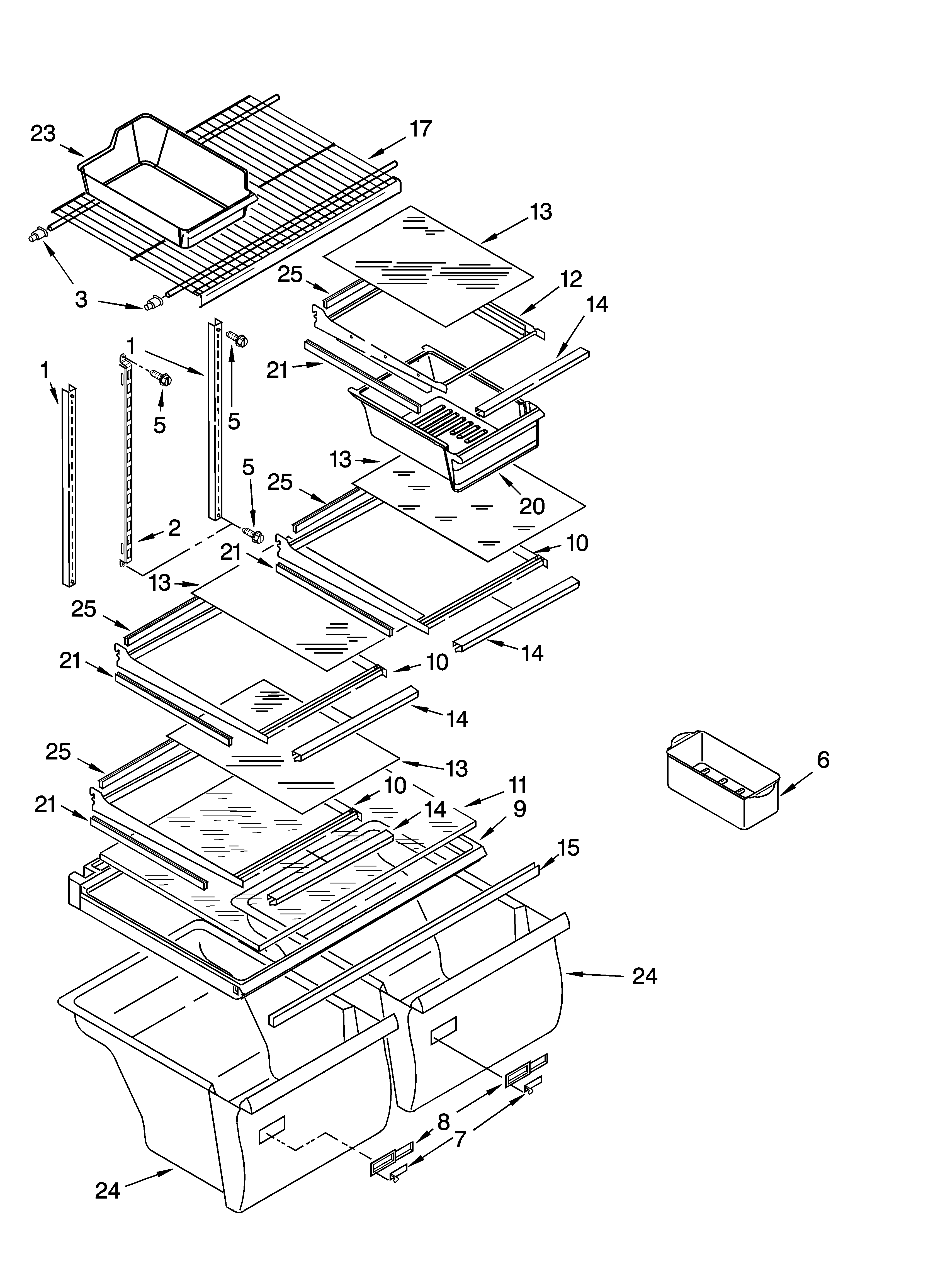 Whirlpool ET1CHMXKQ09 shelf parts, optional parts diagram
