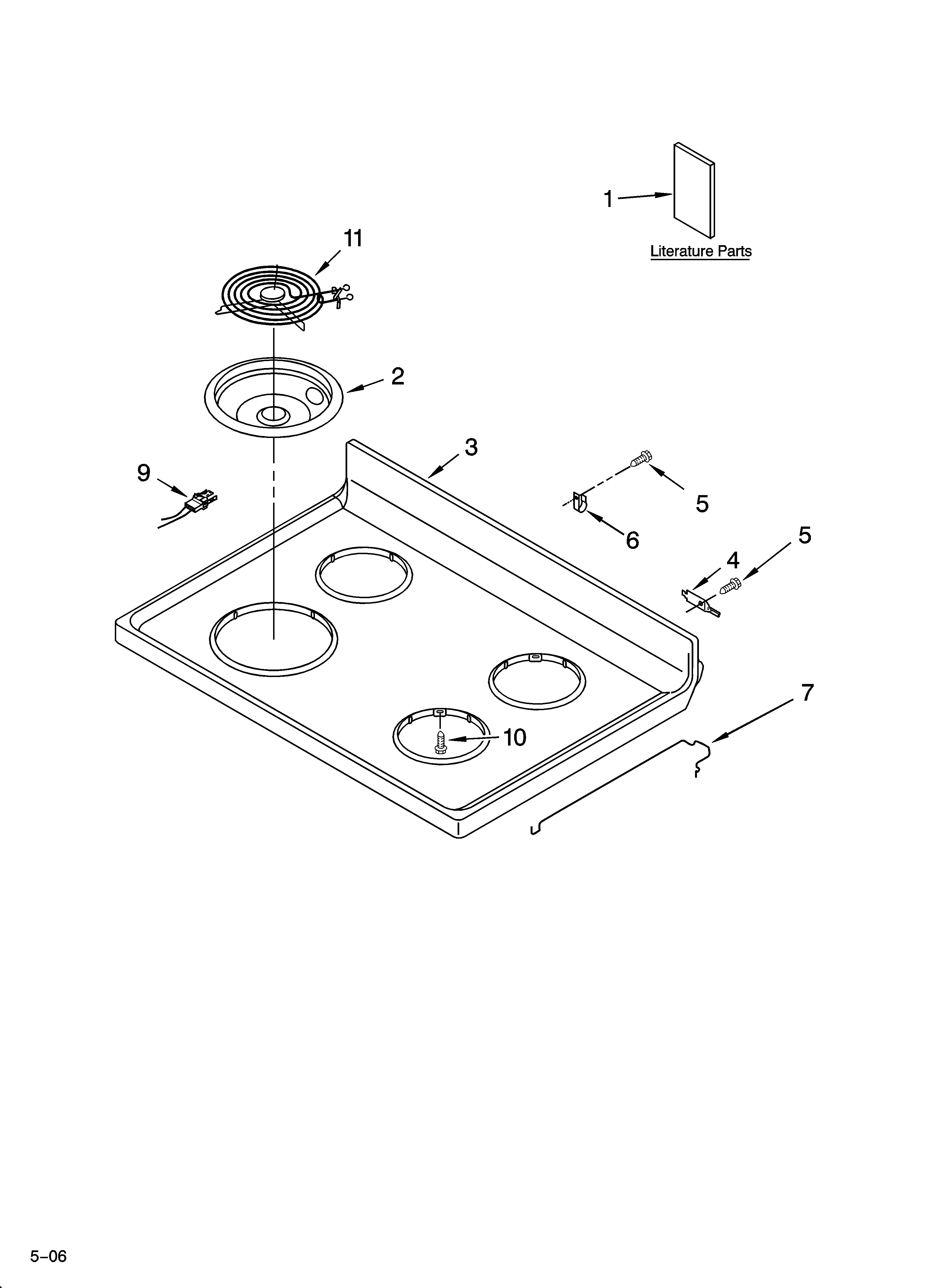 Roper FES325RQ2 cooktop parts diagram