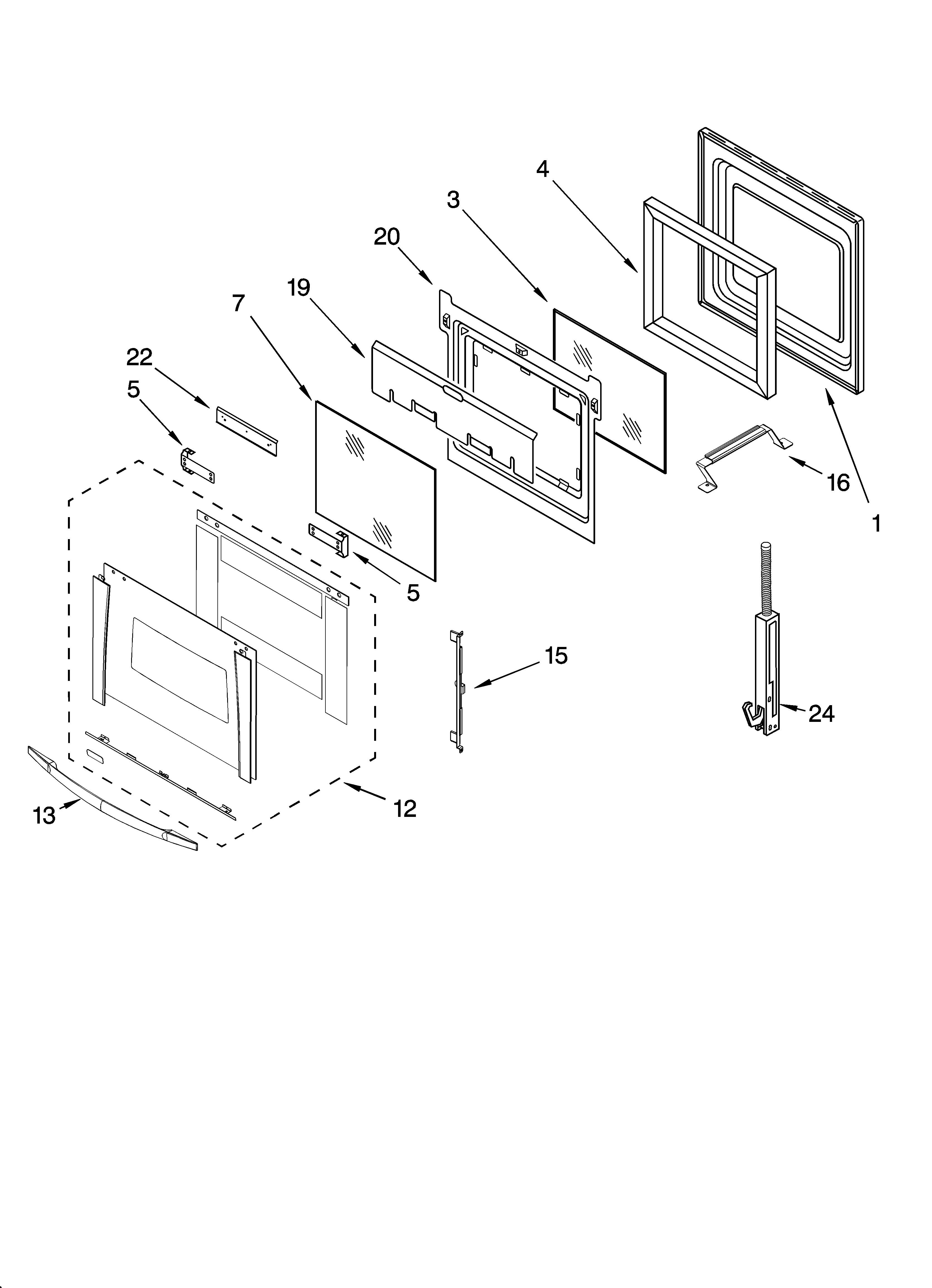 Whirlpool GBD277PRB00 oven door parts diagram