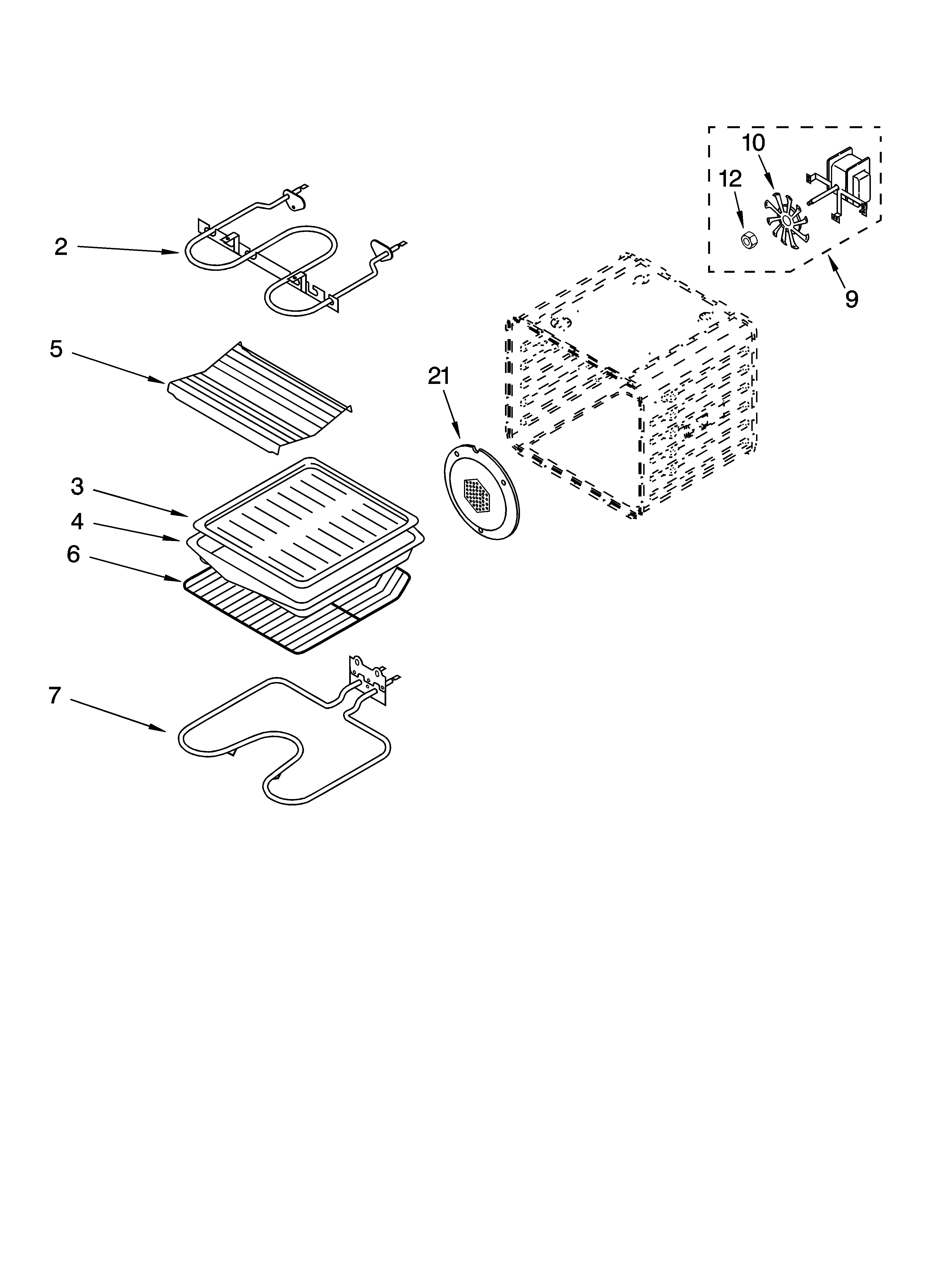 Whirlpool GBD277PRB00 internal oven parts diagram