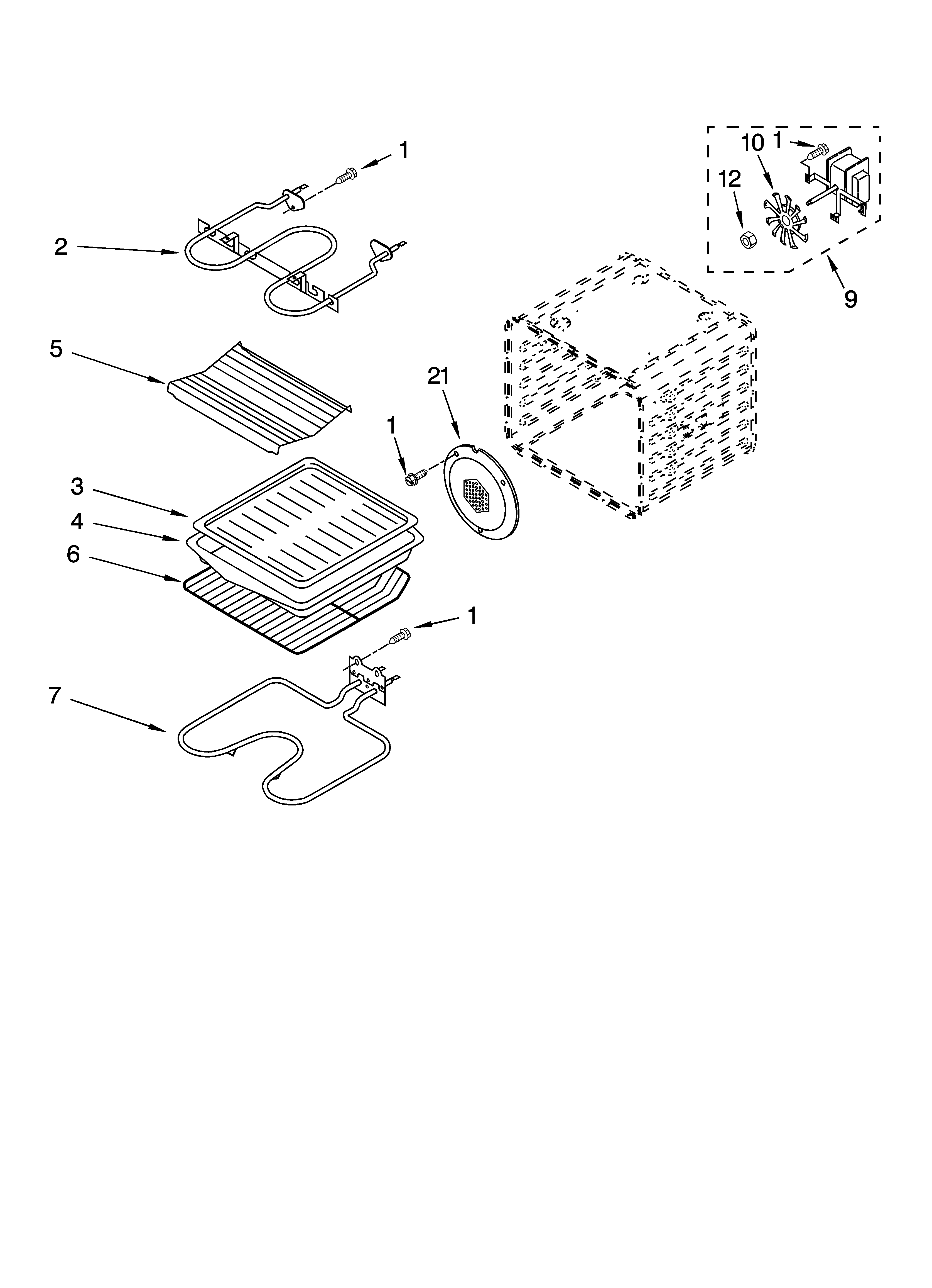 Whirlpool GBD277PRB01 internal oven parts diagram