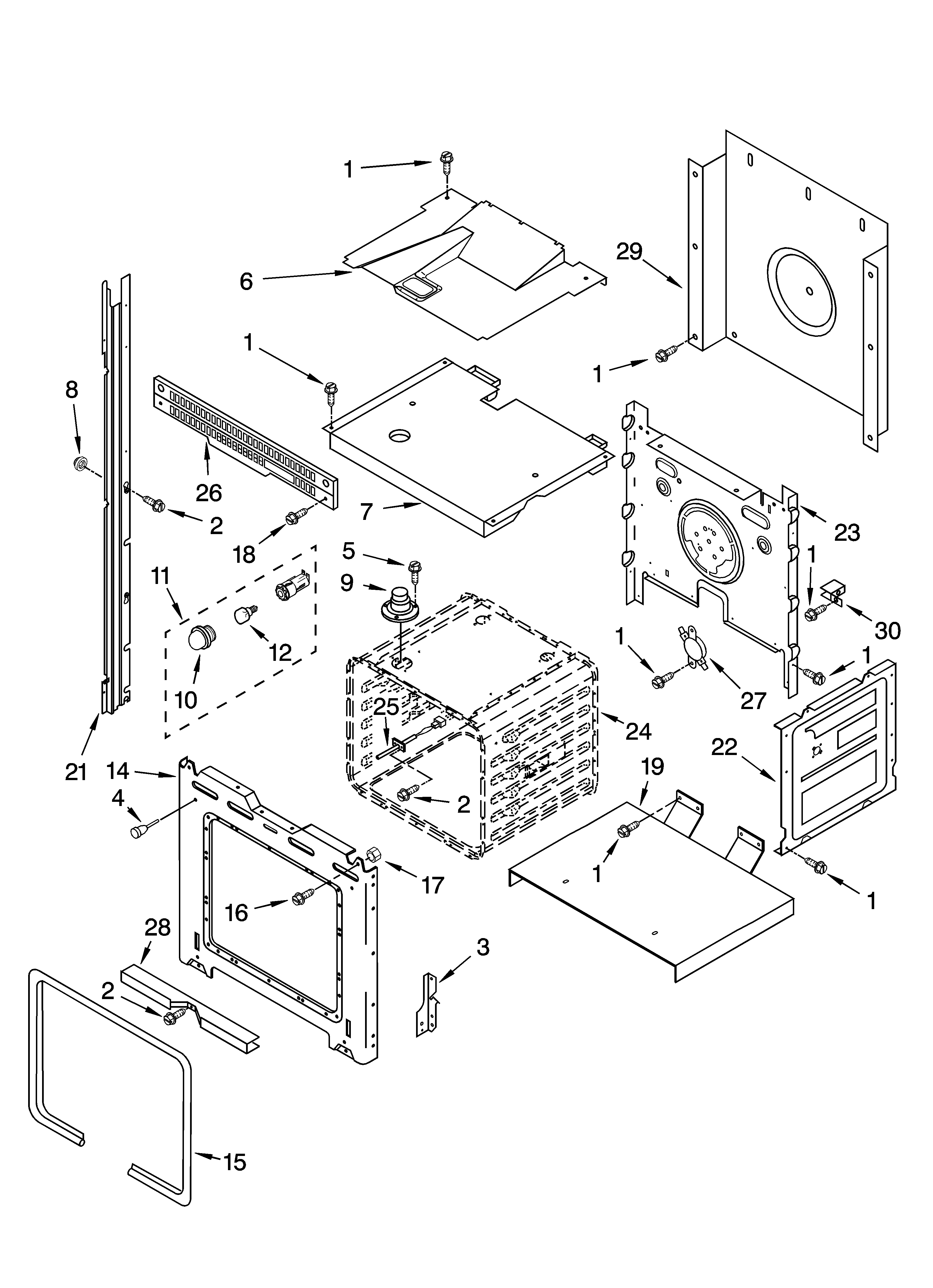 Whirlpool GBD307PRQ01 upper oven parts diagram