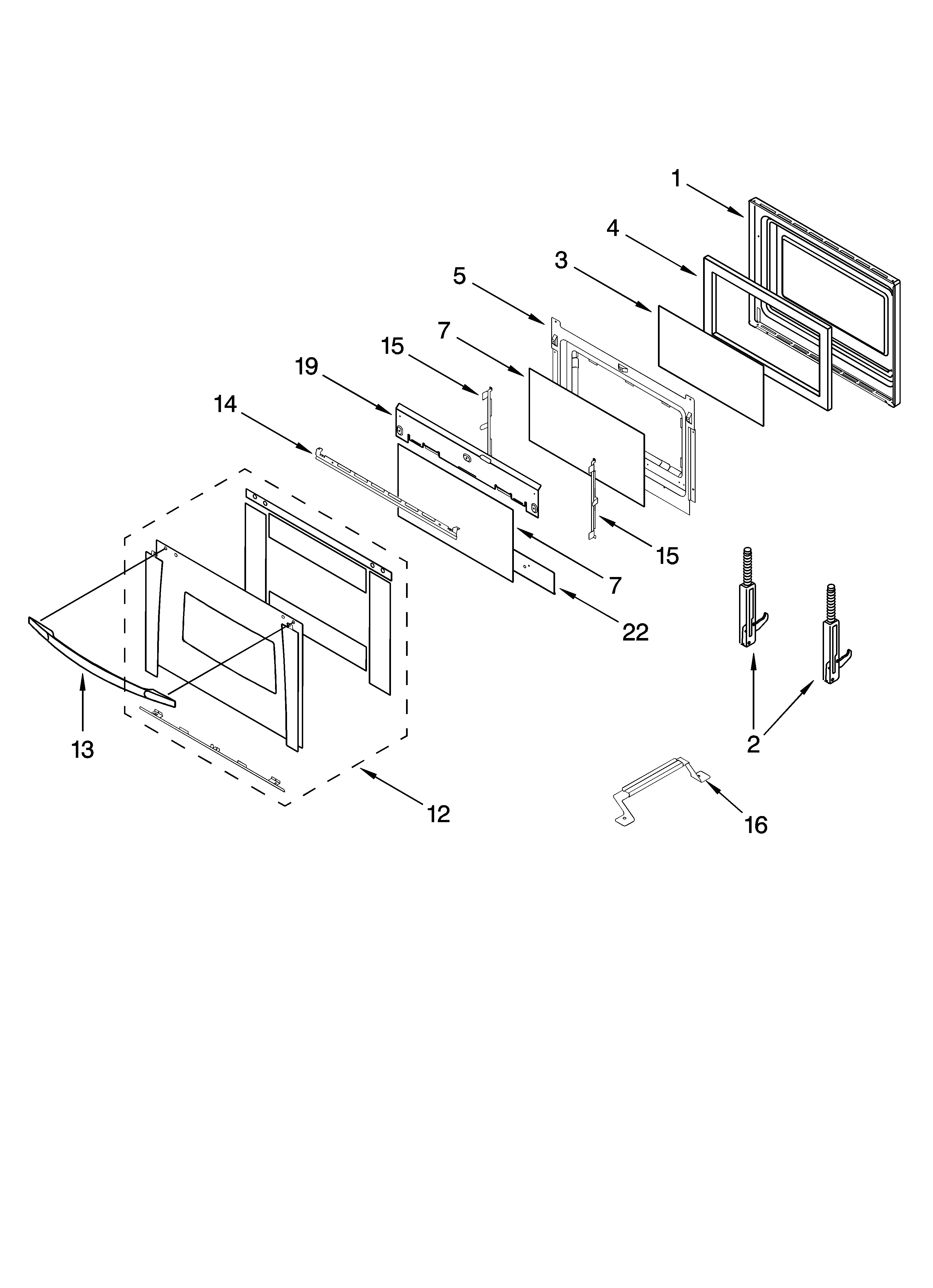 Whirlpool GBS307PRS00 oven door parts diagram