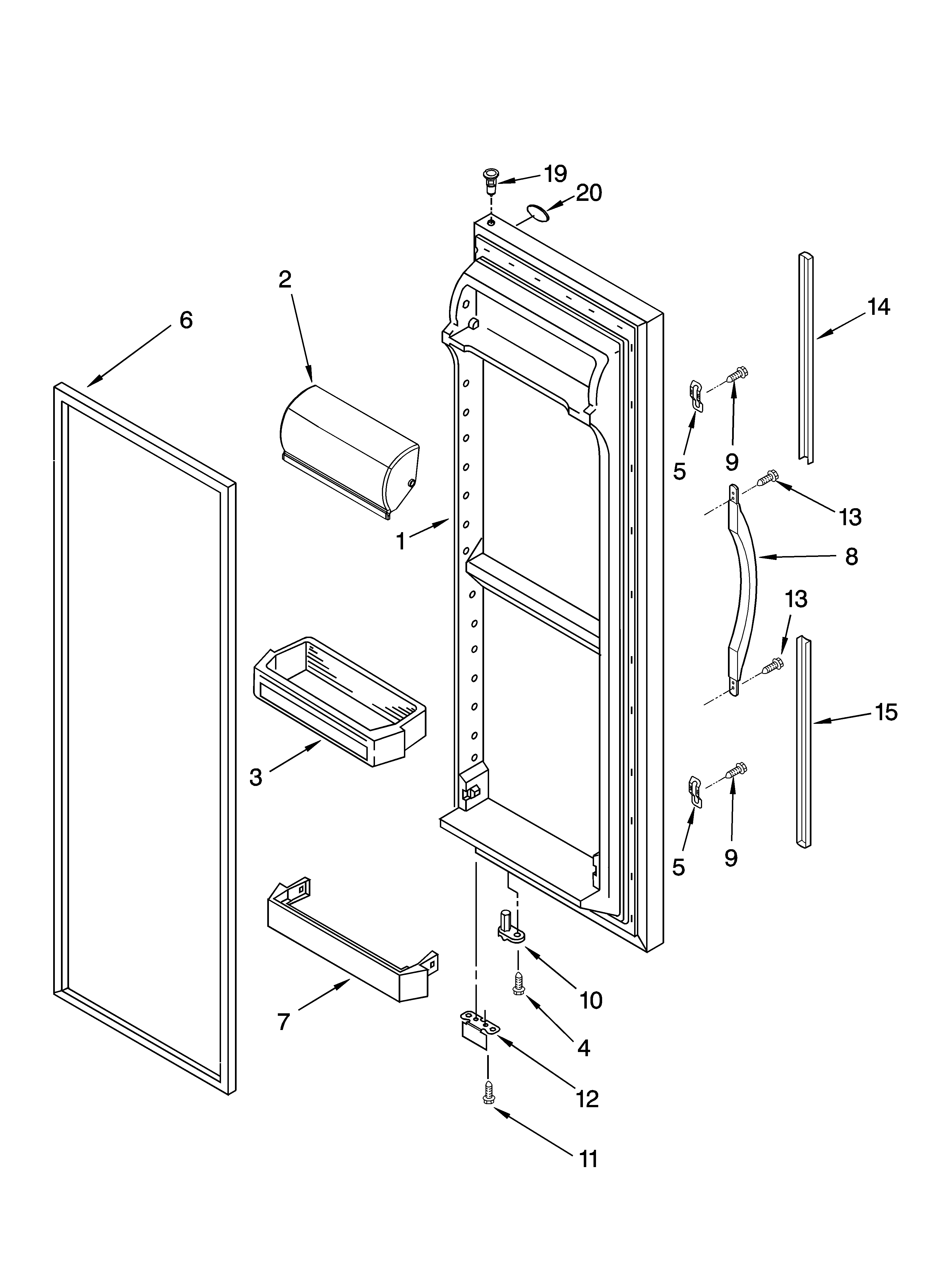 Whirlpool GD5YHAXNL04 refrigerator door parts diagram