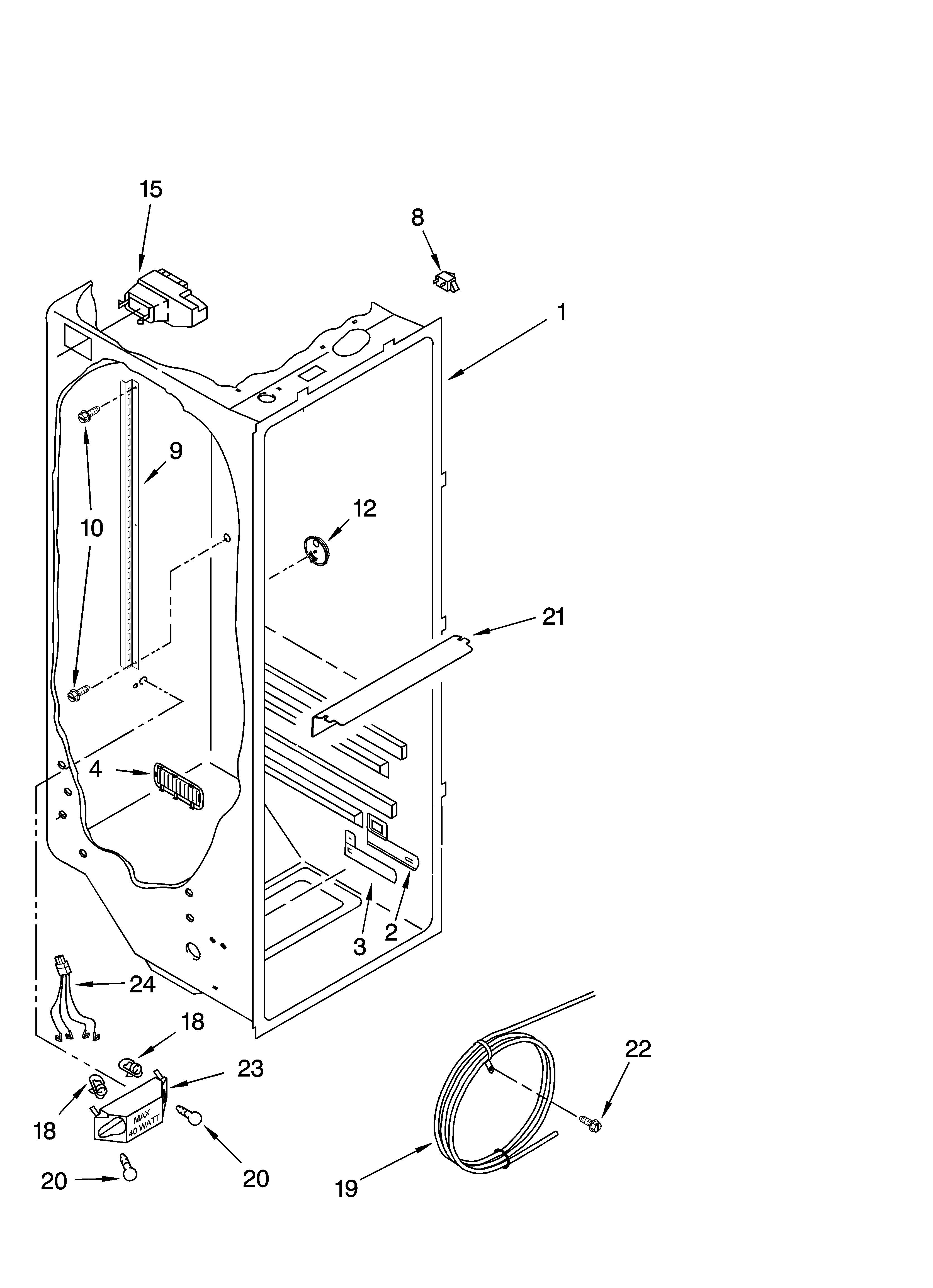 Whirlpool GS6NVEXSL00 refrigerator liner parts diagram