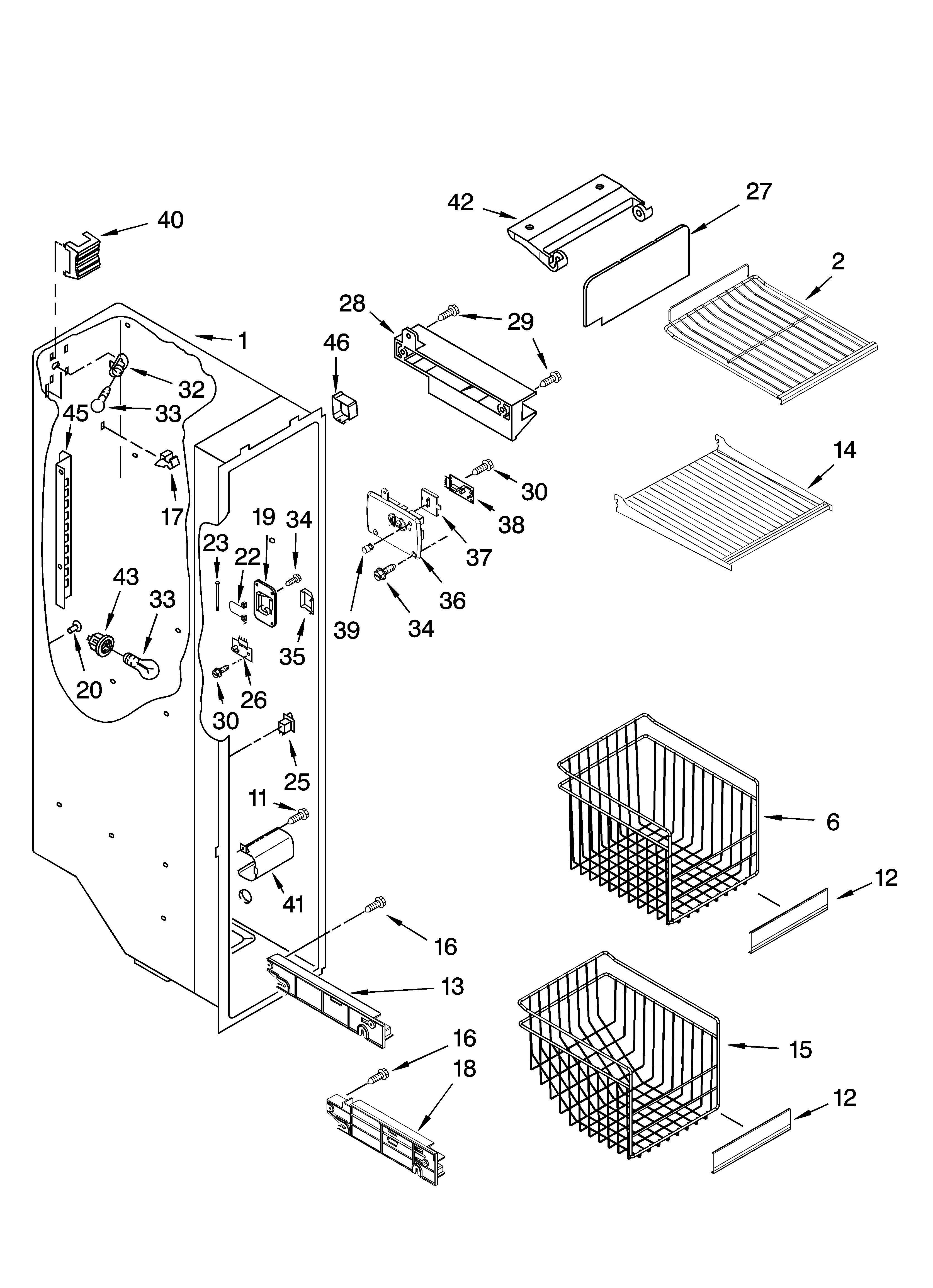 Whirlpool GS6NVEXSL00 freezer liner parts diagram