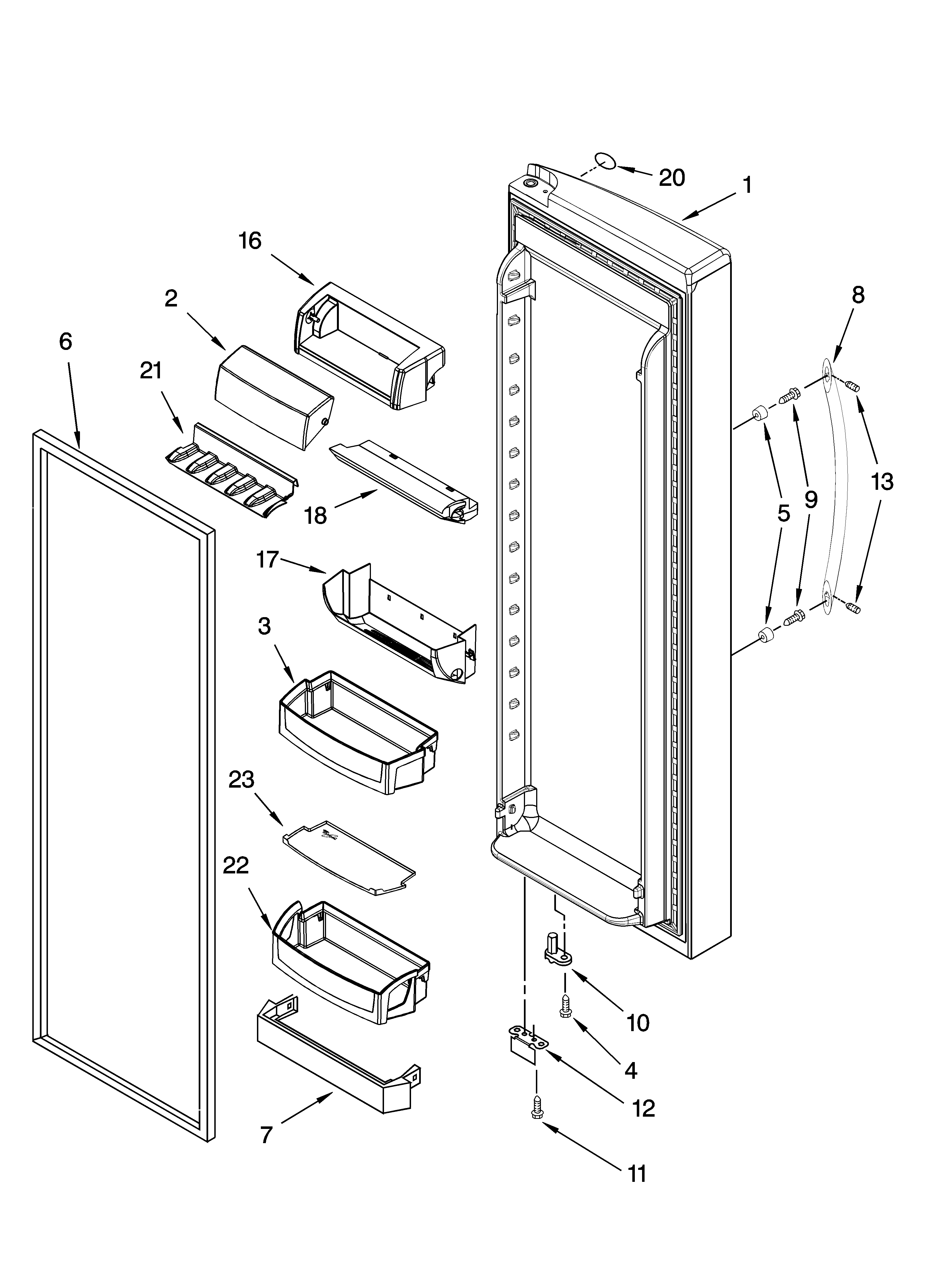 Whirlpool GS6NVEXSL00 refrigerator door parts diagram