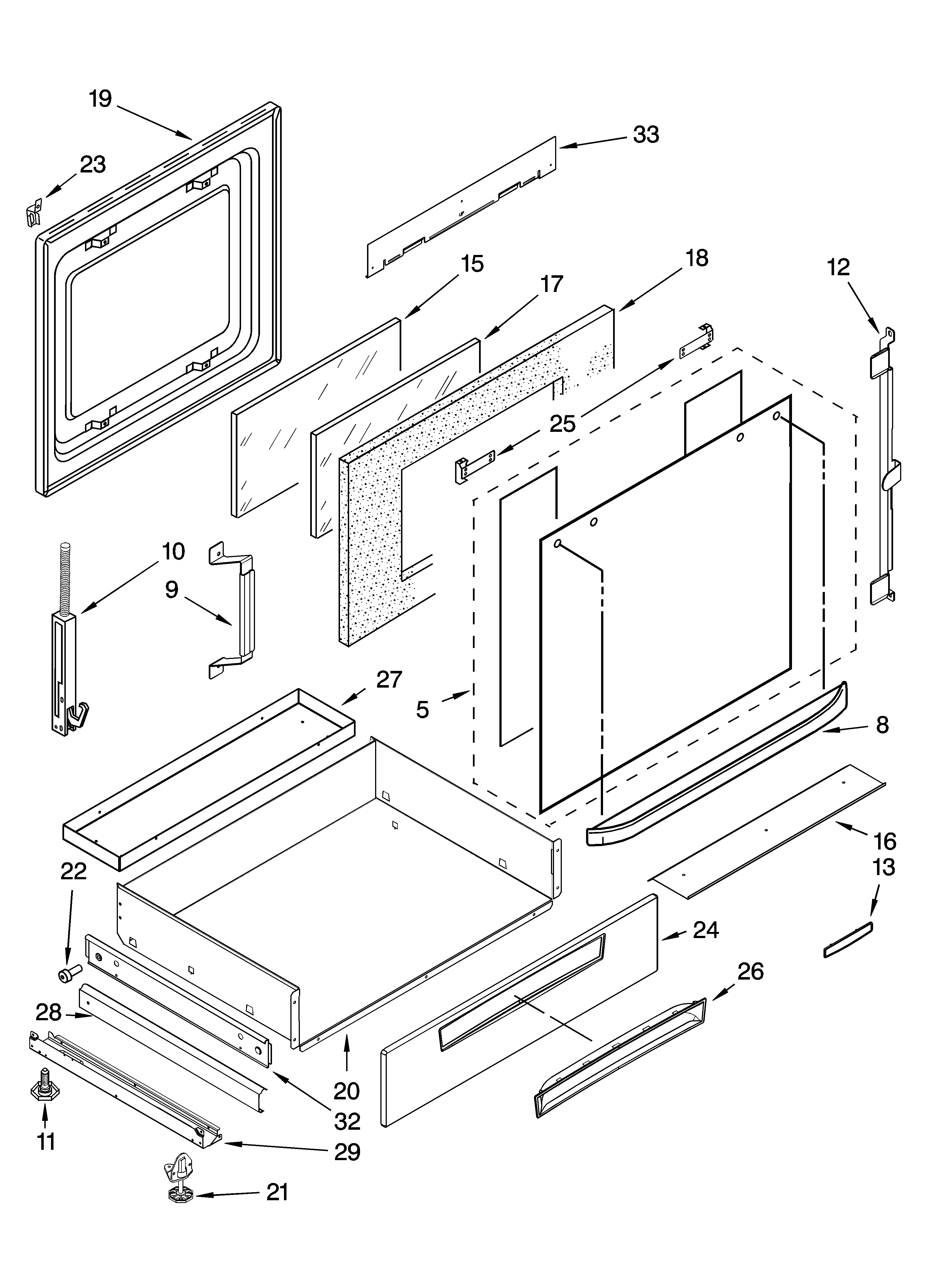 KitchenAid KGRA806PBT00 door and drawer parts diagram