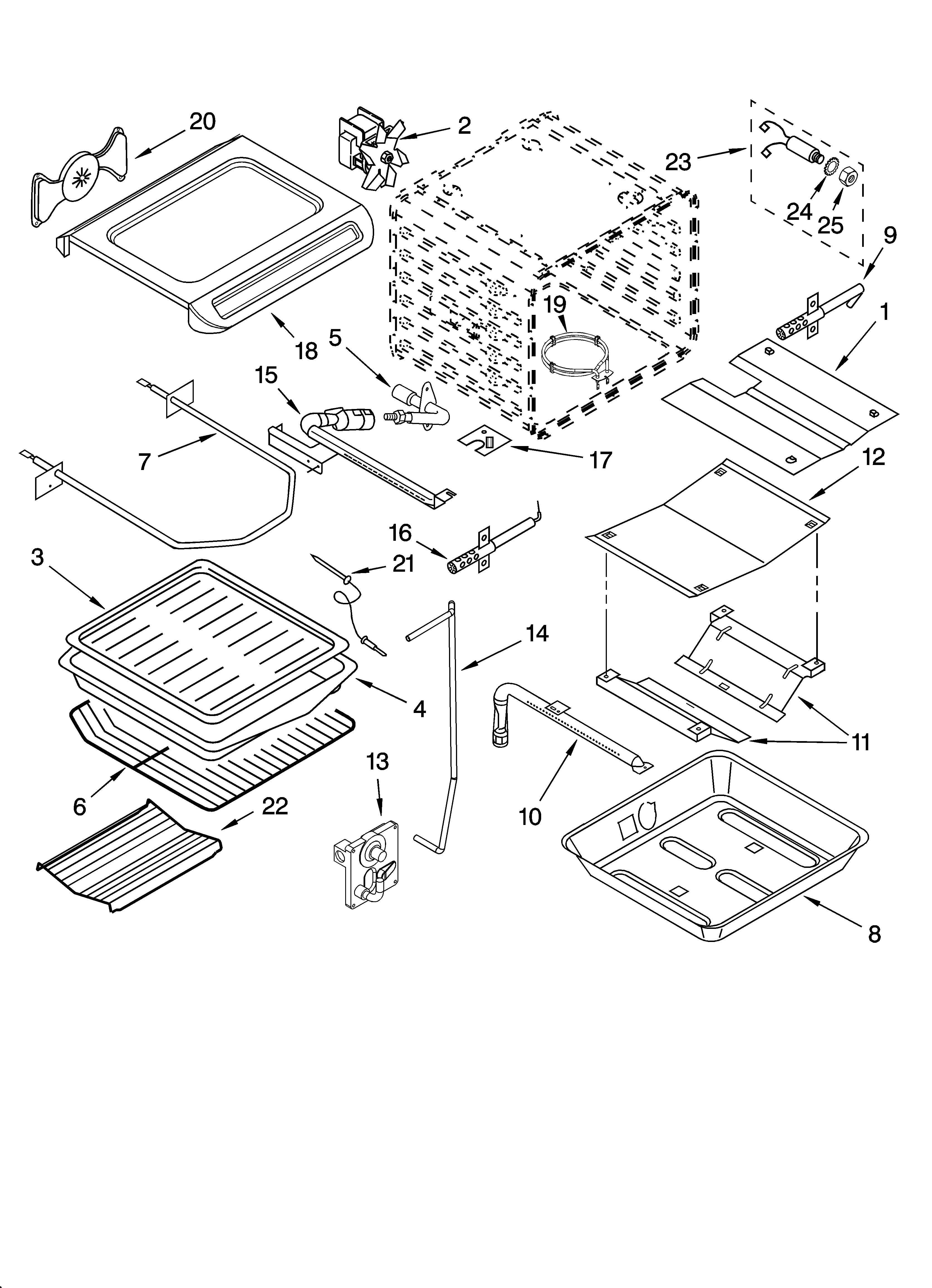 KitchenAid KGRA806PBT00 internal oven parts diagram