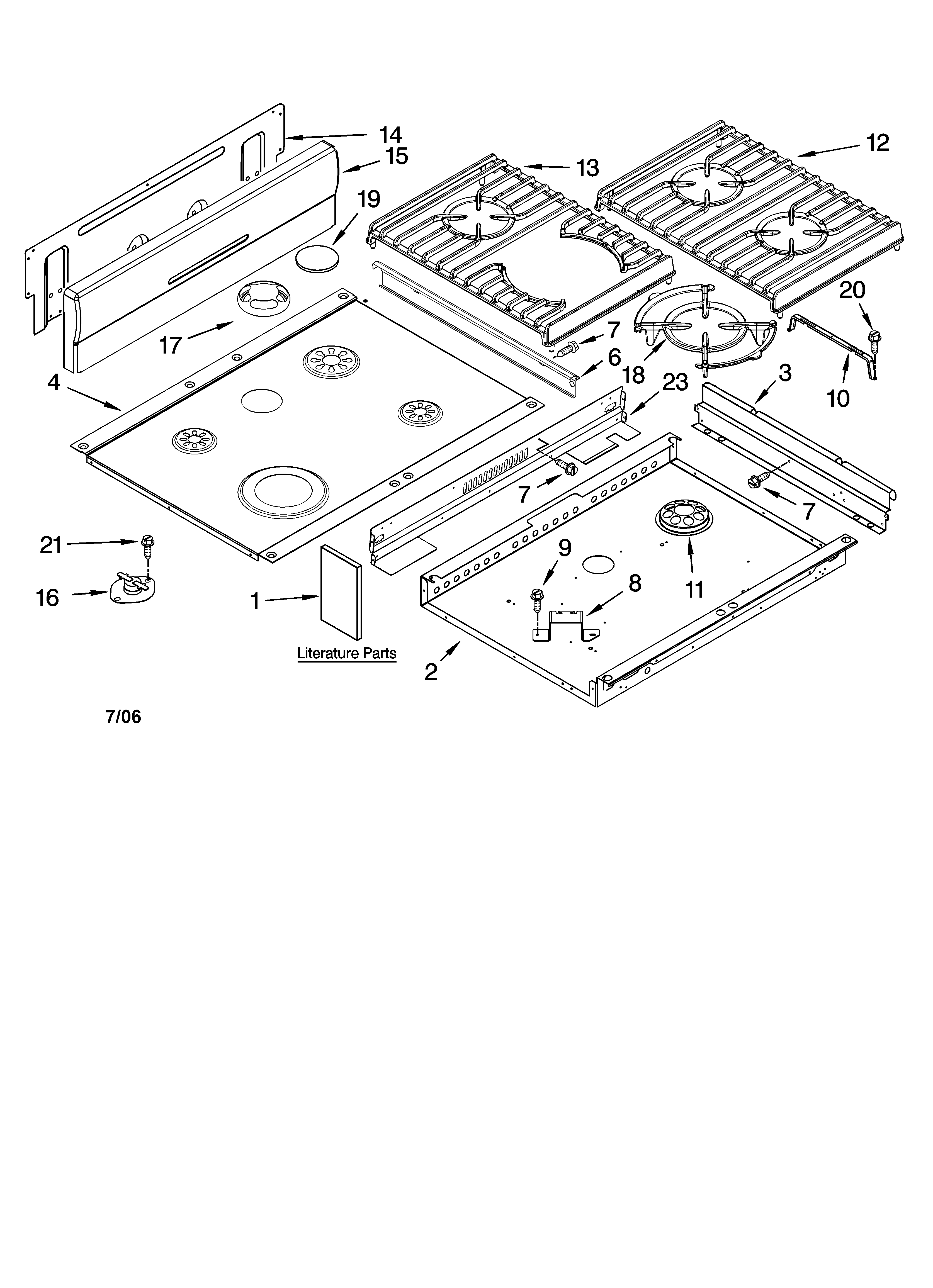 KitchenAid KGRA806PBT01 cooktop parts diagram