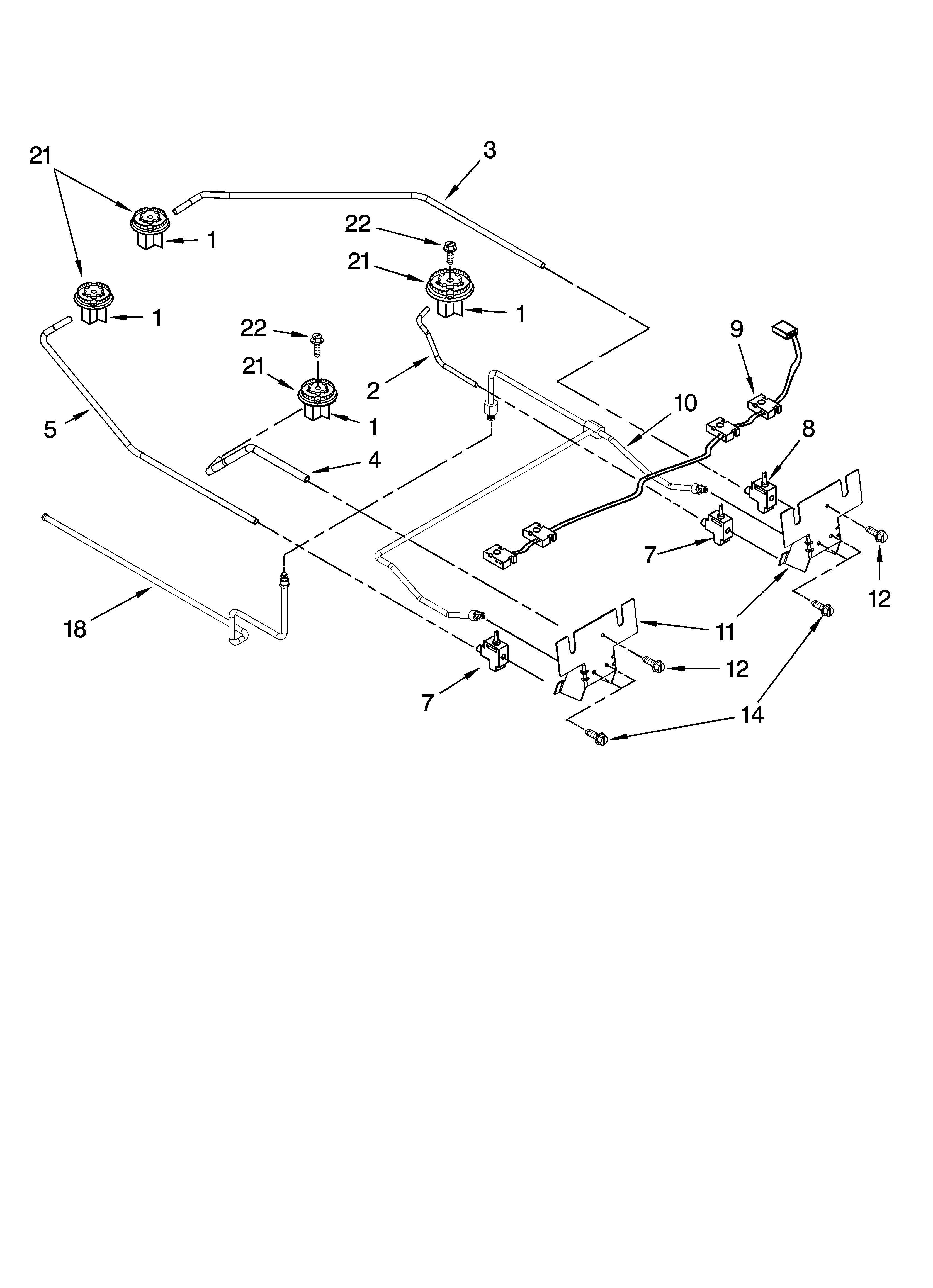 KitchenAid KGRA806PBT01 cooktop burner parts diagram