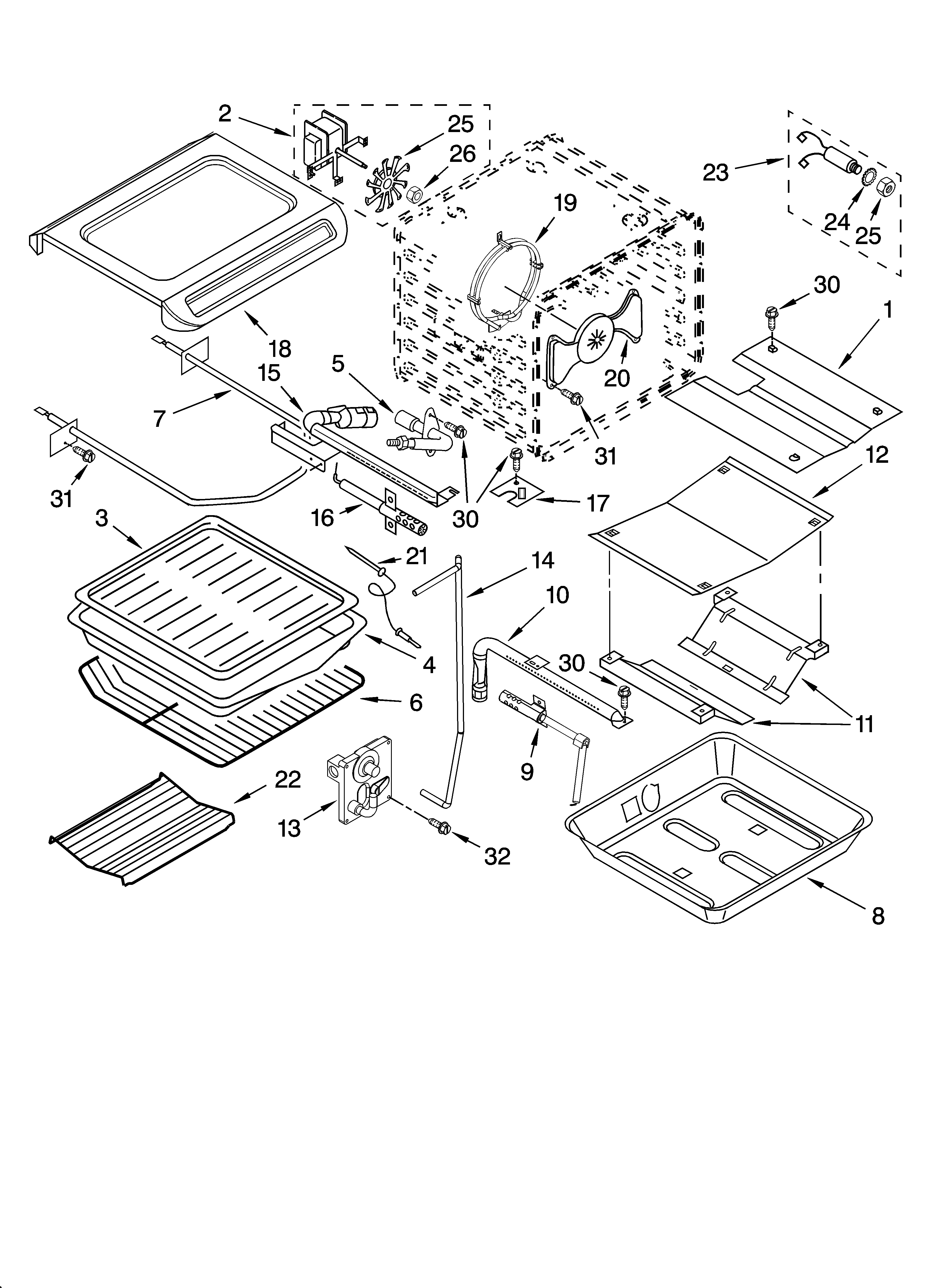 KitchenAid KGSA906PSS00 internal oven parts diagram