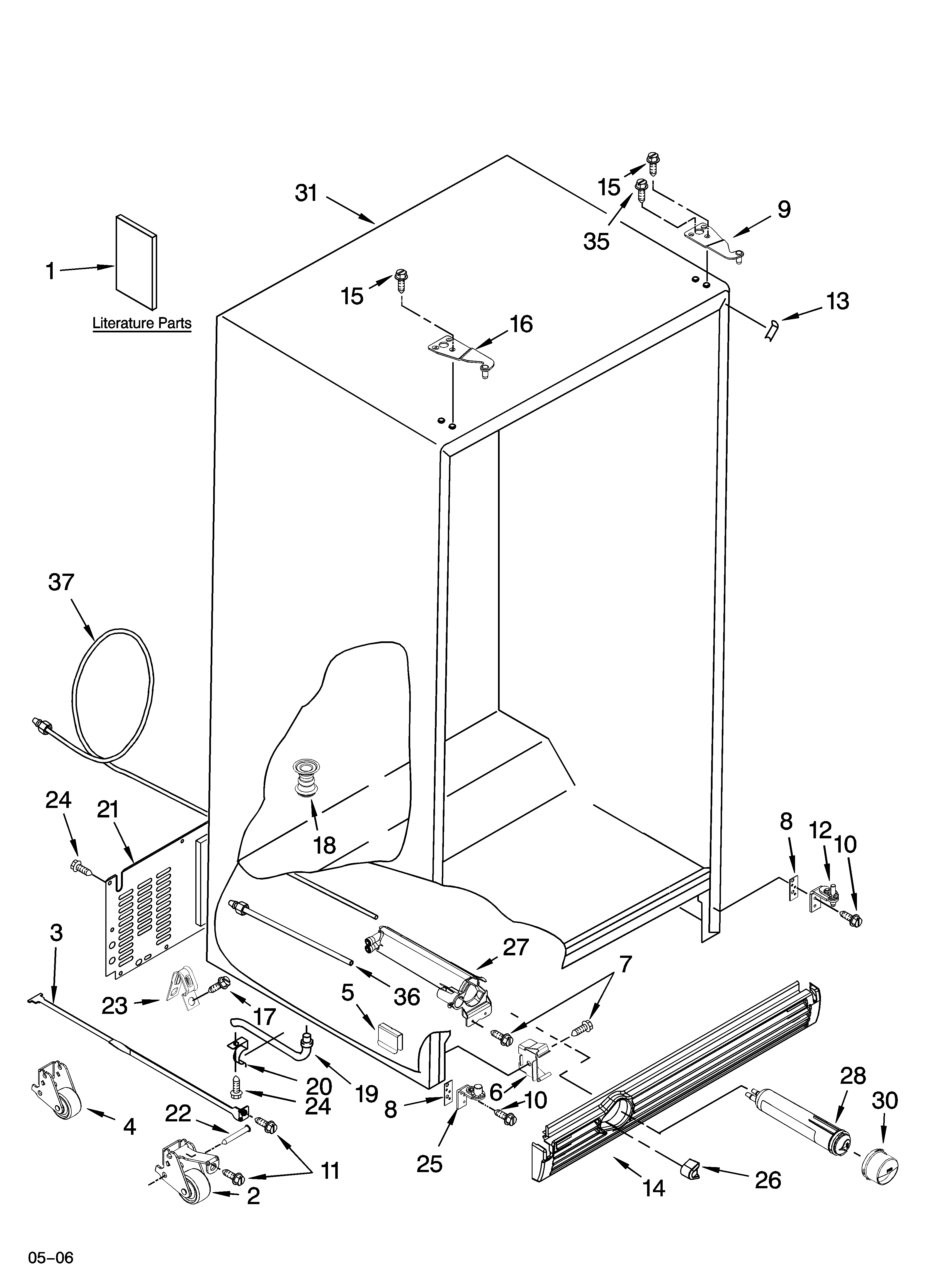 KitchenAid KSCS25FSBT00 cabinet parts diagram