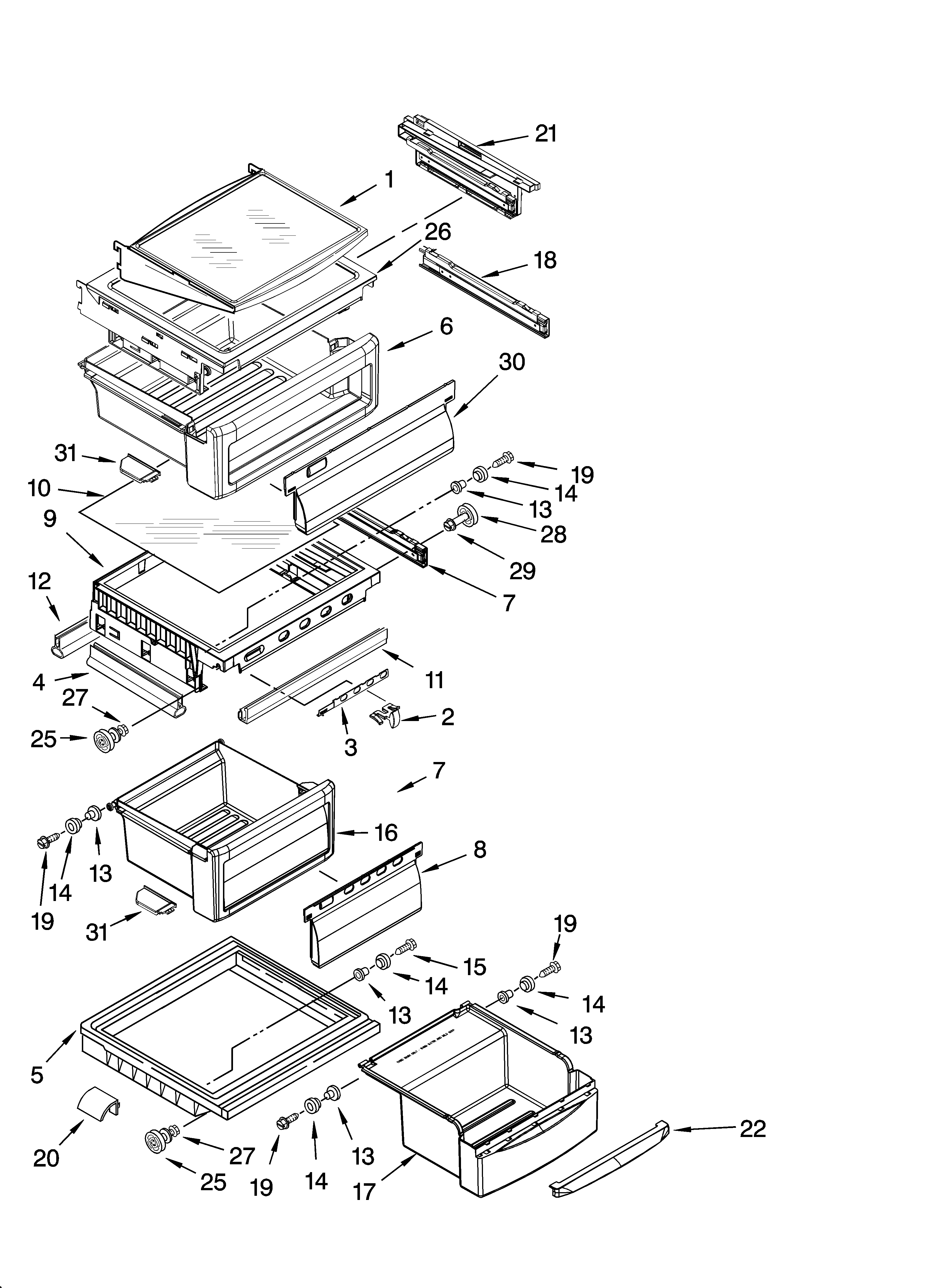KitchenAid KSCS25FSBT00 refrigerator shelf parts diagram