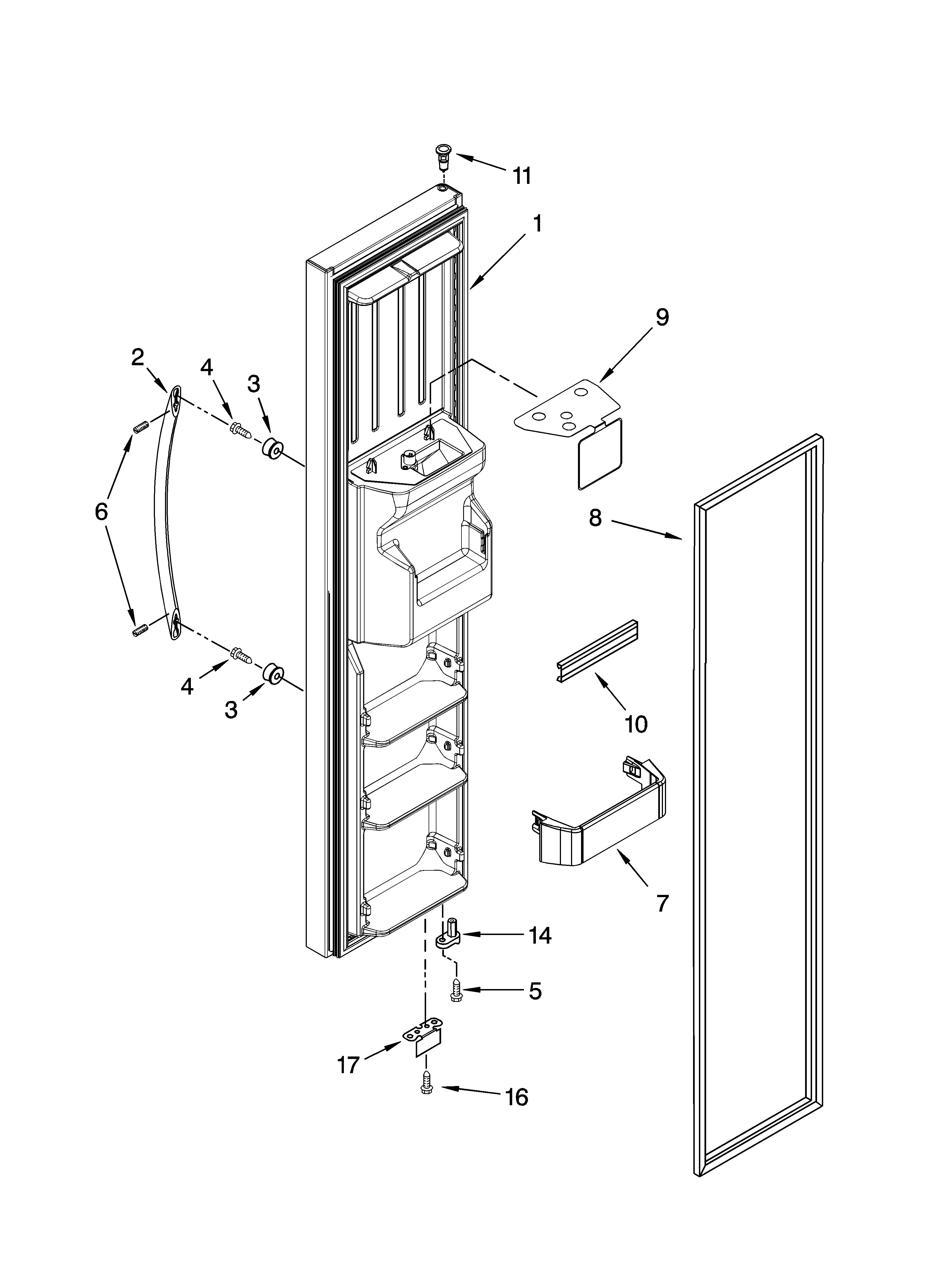 KitchenAid KSCS25FSBT00 freezer door parts diagram