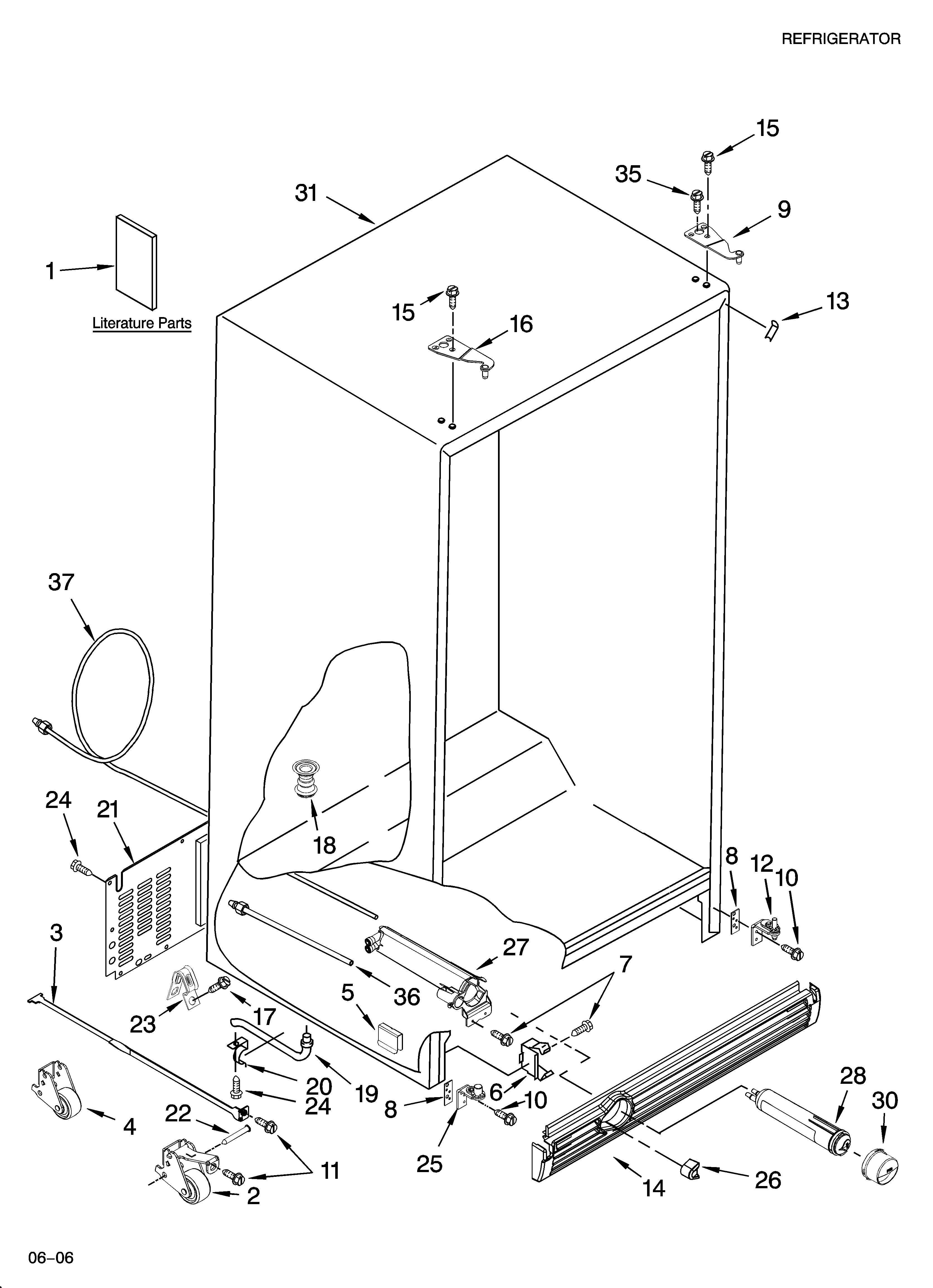 KitchenAid KSCS25INBL00 cabinet parts diagram