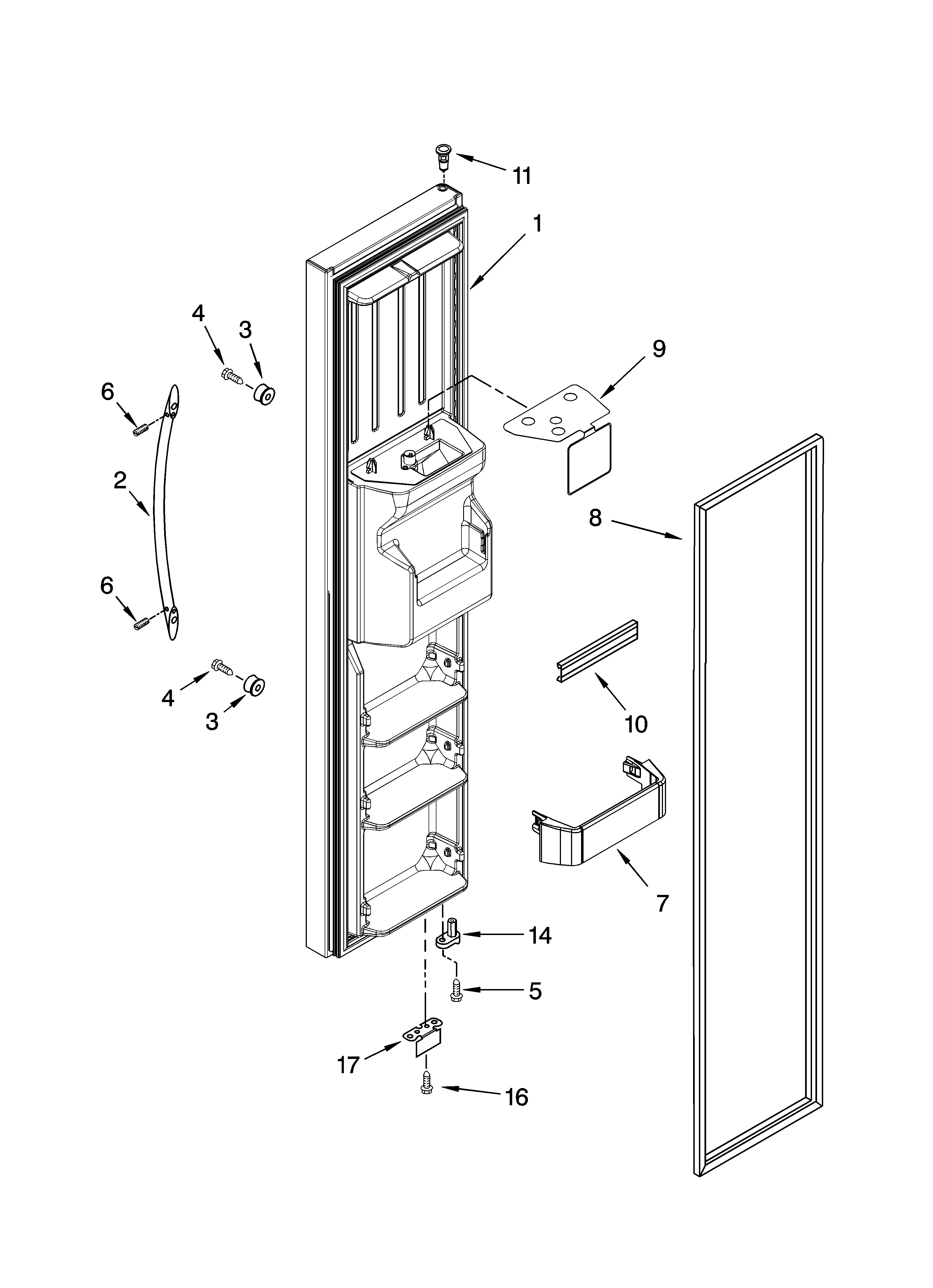 KitchenAid KSCS25INBL00 freezer door parts diagram