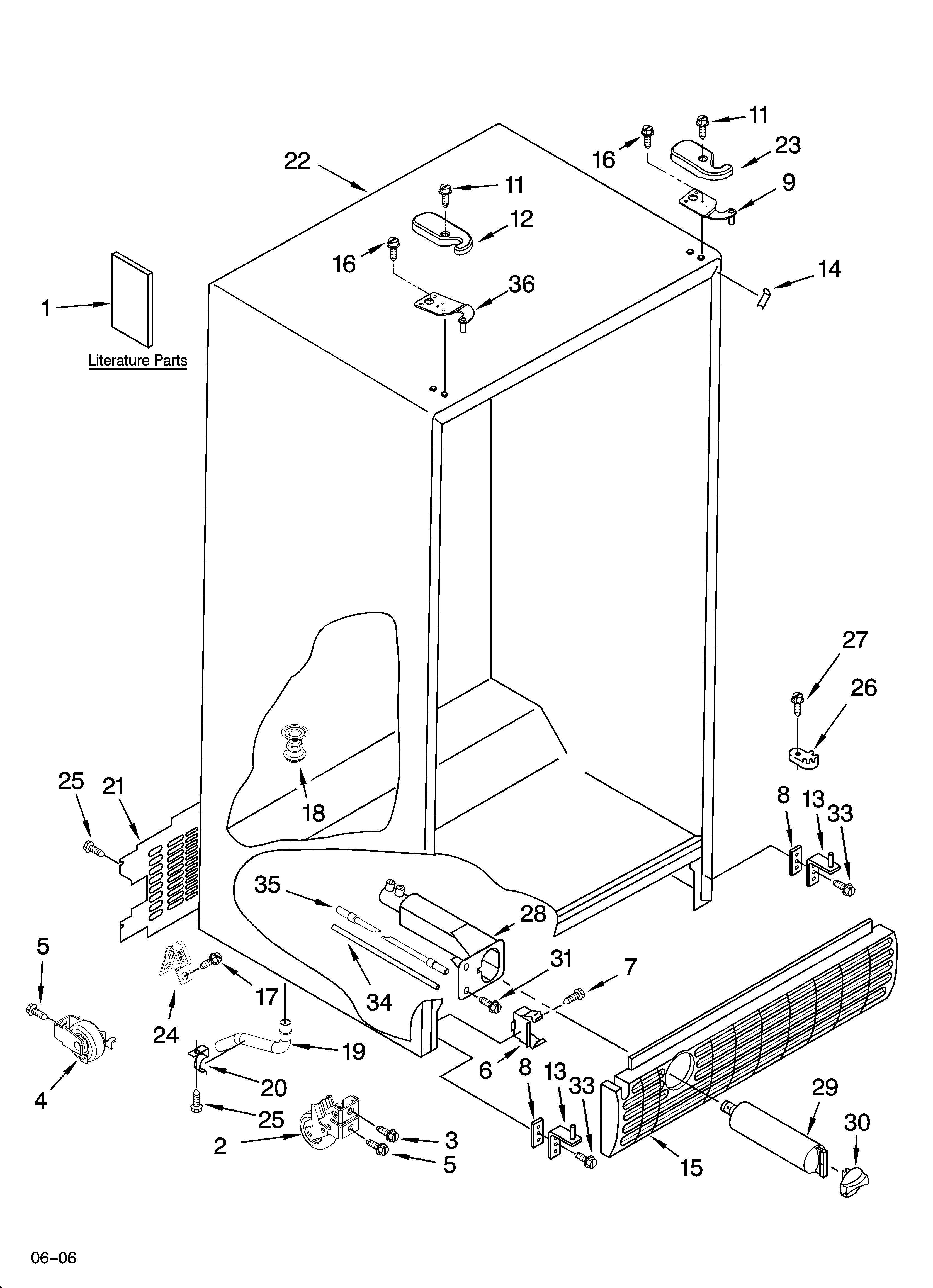 KitchenAid KSRB25FRBX02 cabinet parts diagram