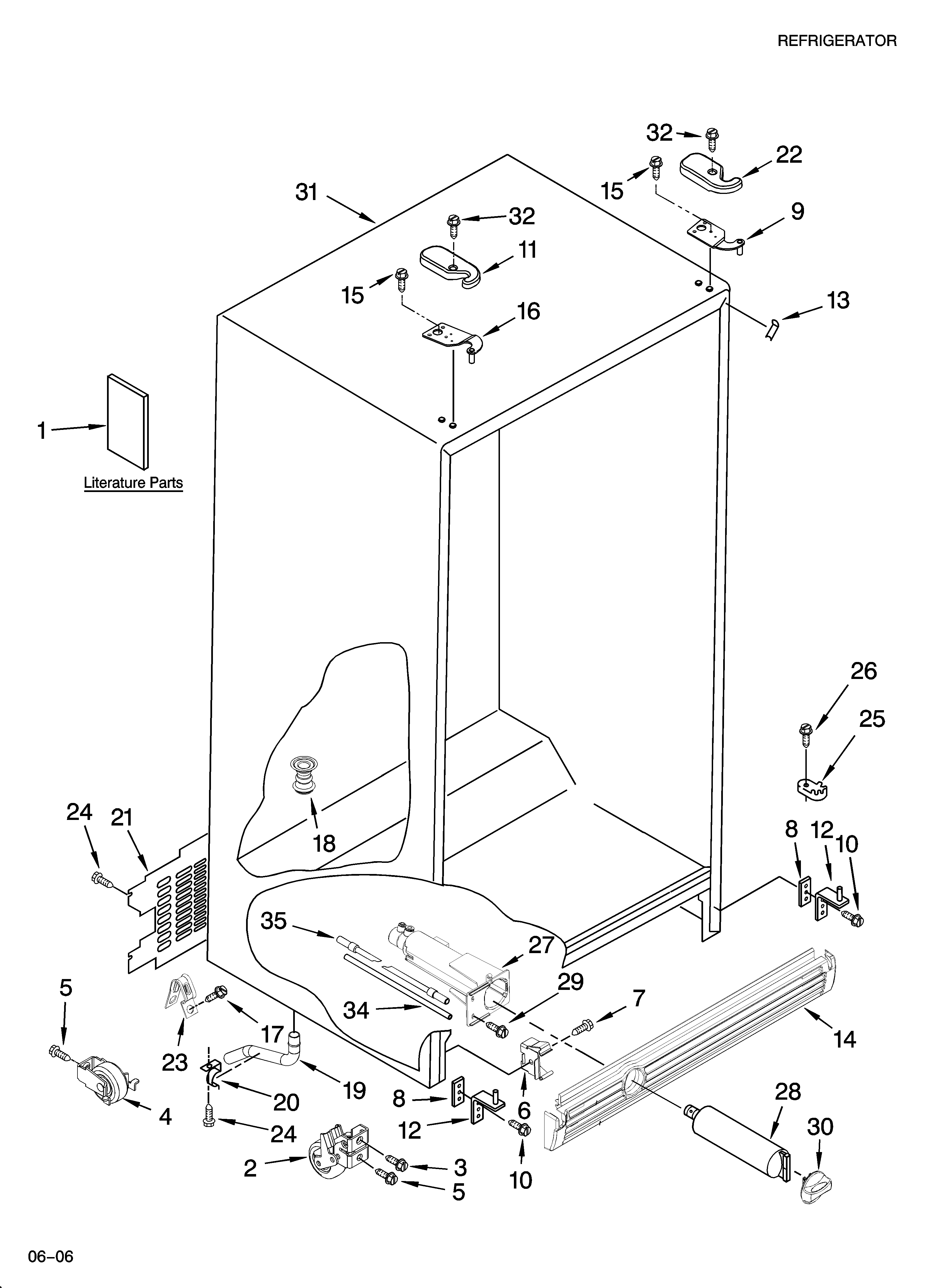 KitchenAid KSRG25FKBL18 cabinet parts diagram