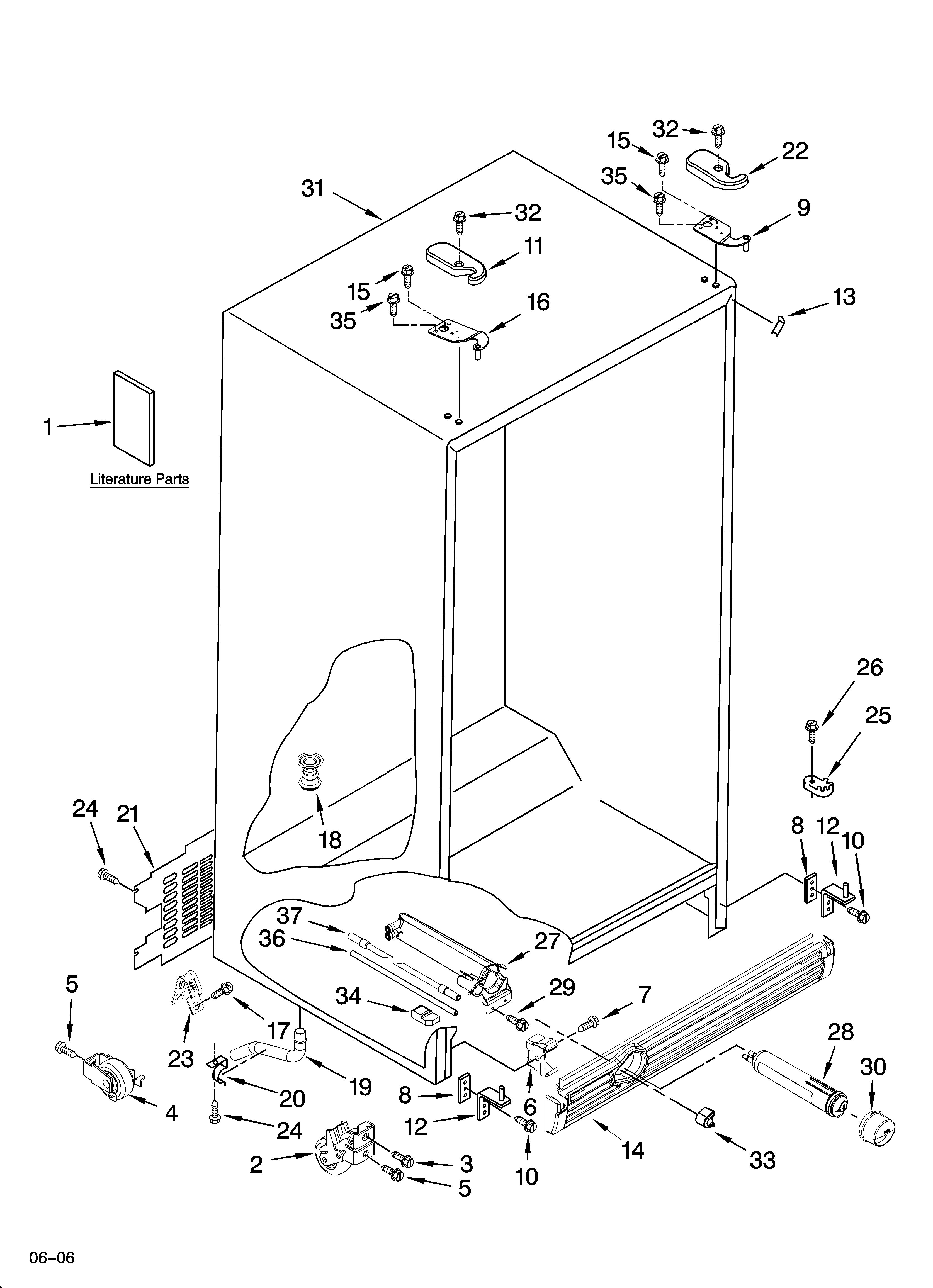 KitchenAid KSRL25FRWH03 cabinet parts diagram