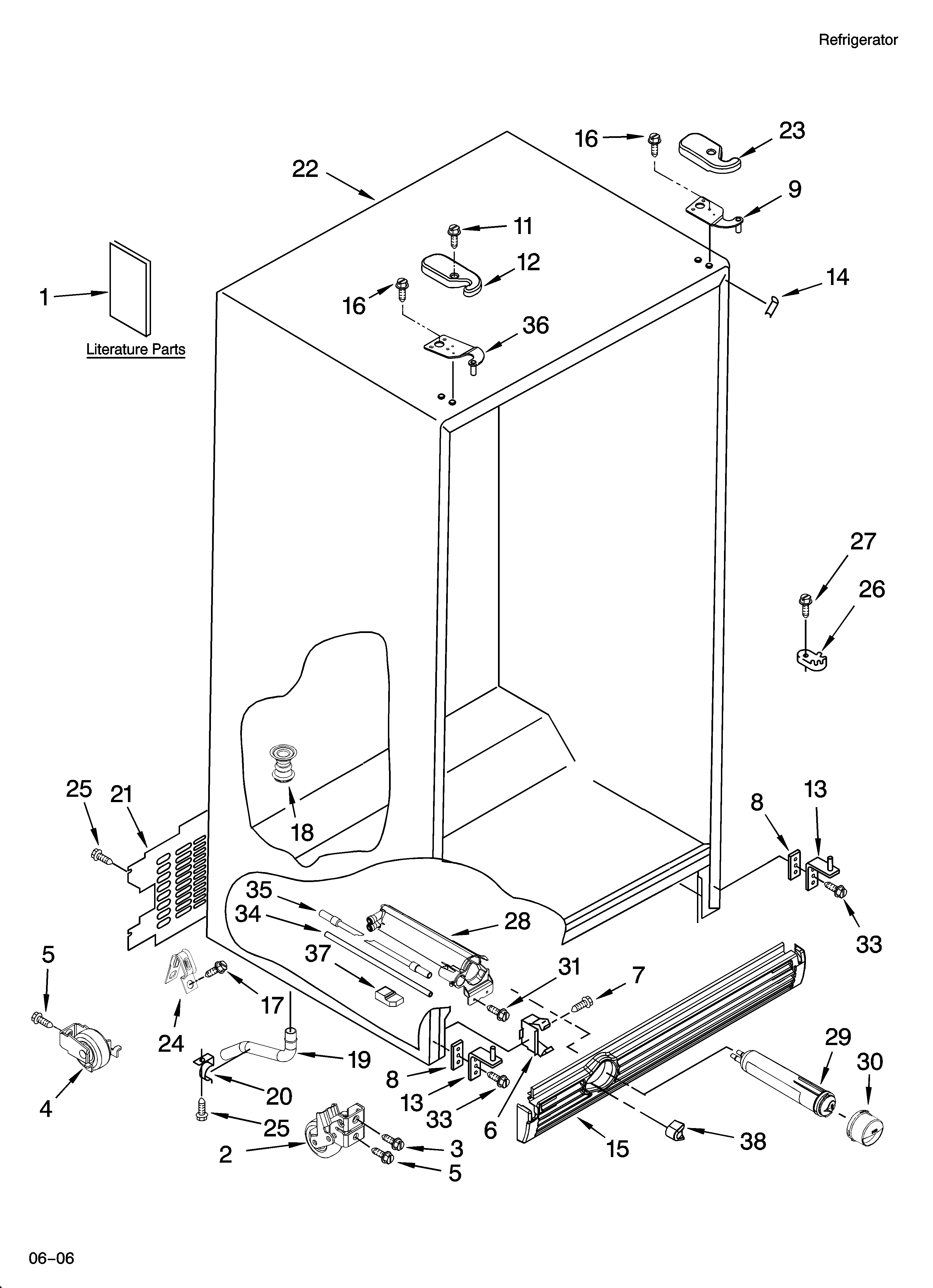 KitchenAid KSRW25CRSS03 cabinet parts diagram