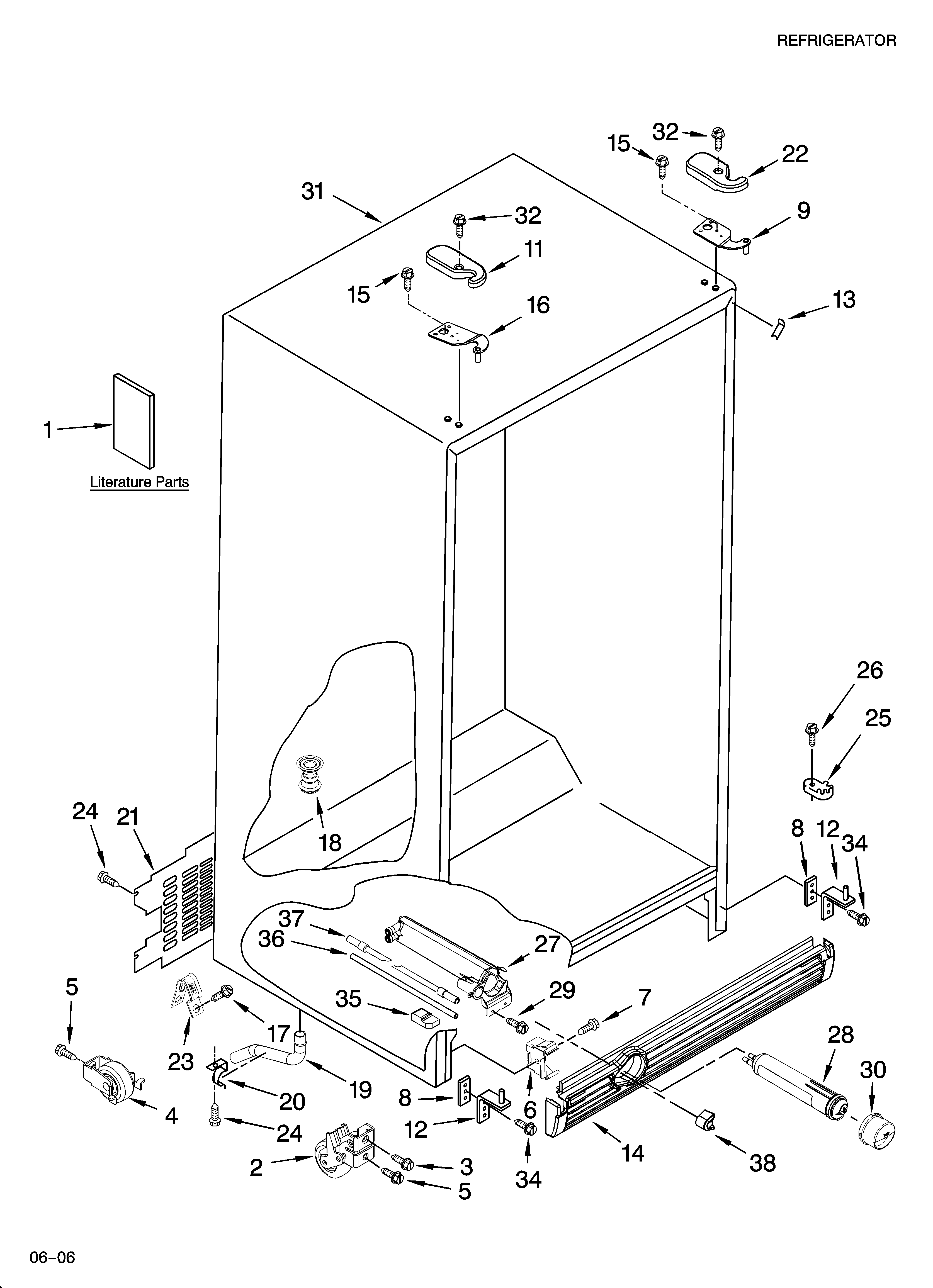 KitchenAid KSRX25FSWH01 cabinet parts diagram