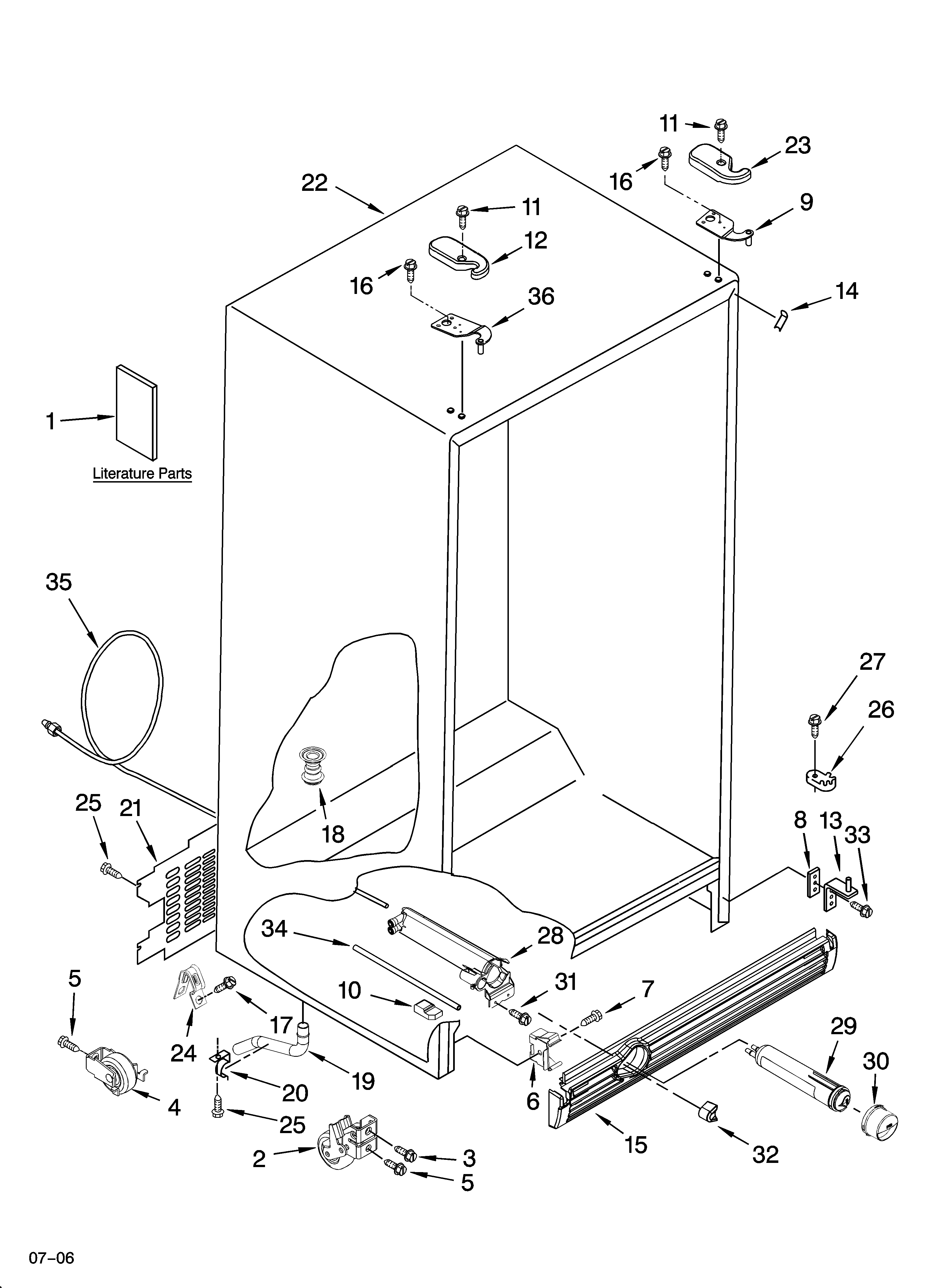 KitchenAid KSRY25CRMS01 cabinet parts diagram