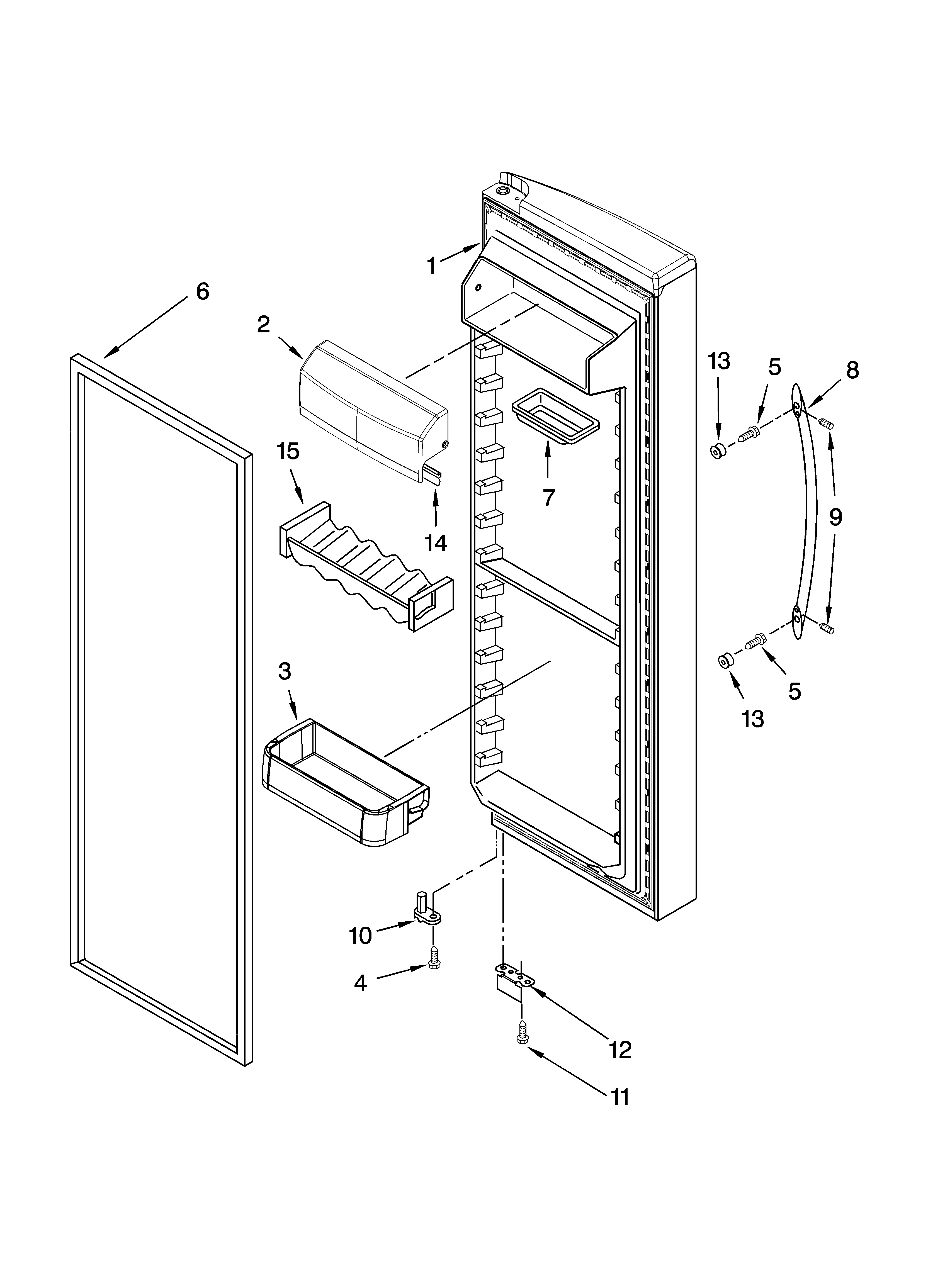KitchenAid KSRY25CRMS01 refrigerator door parts diagram