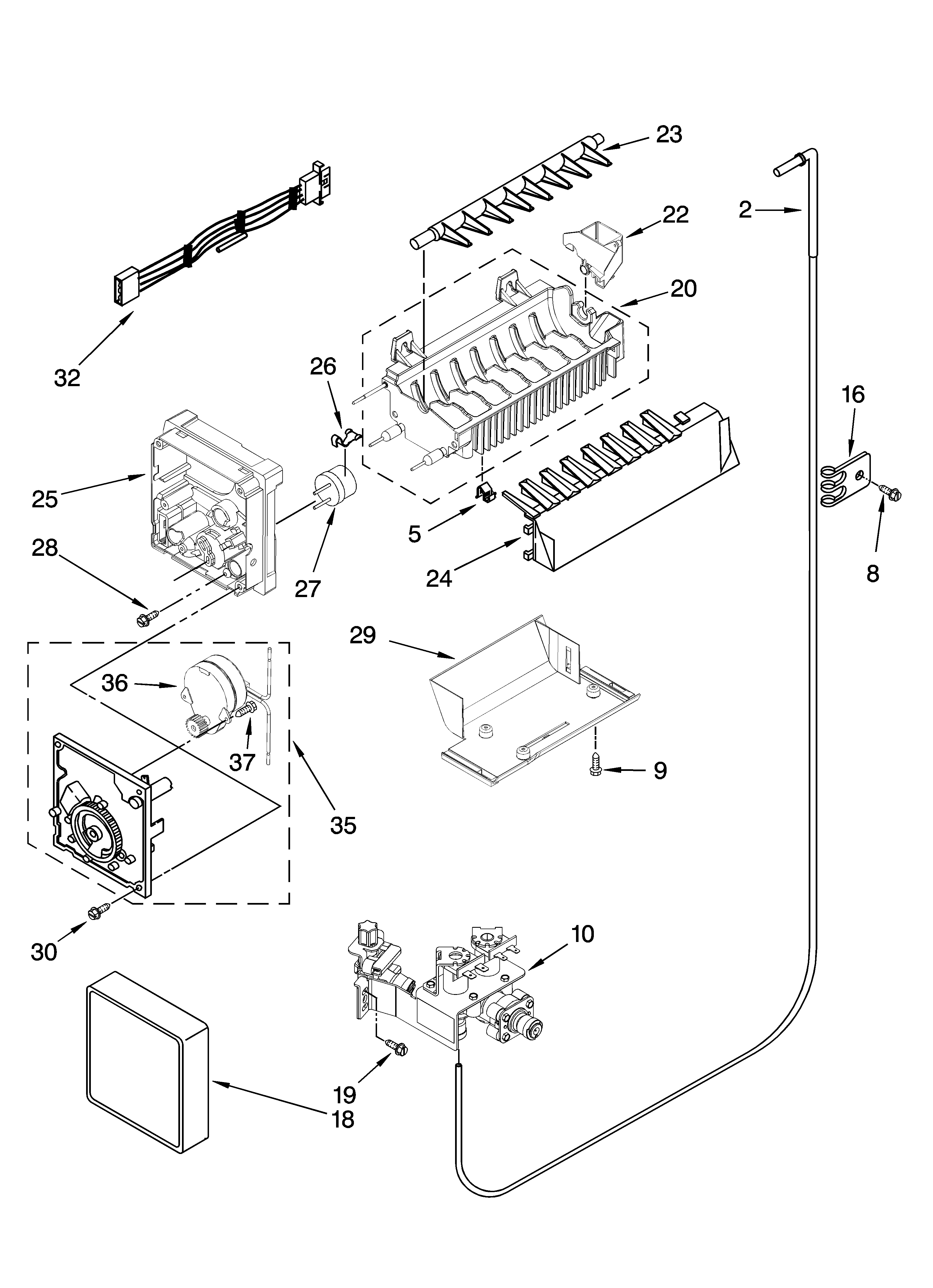 KitchenAid KSRY25CRMS01 icemaker parts, optional parts (not included) diagram