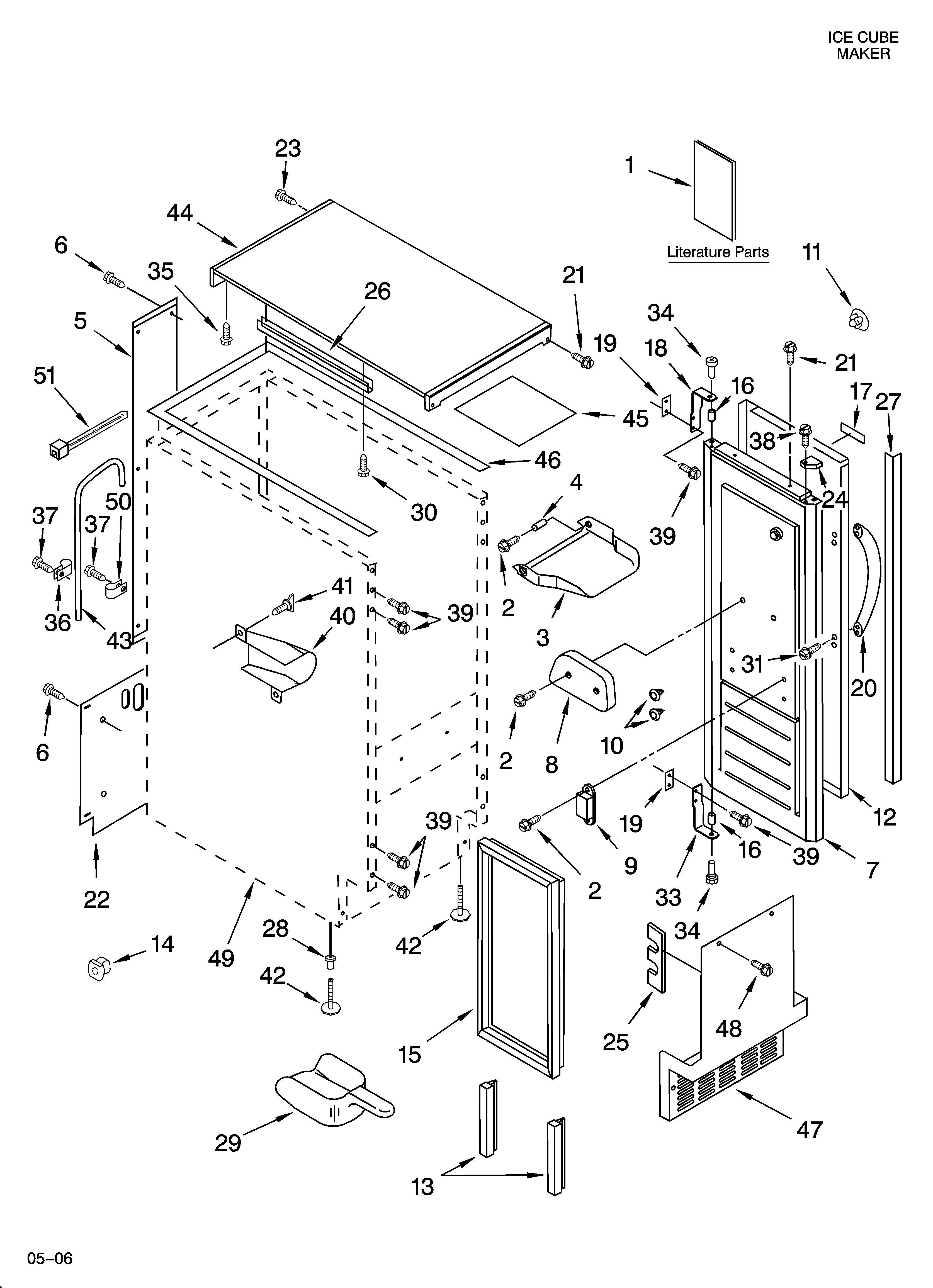 KitchenAid KUIA15PRLS5 cabinet liner and door parts diagram