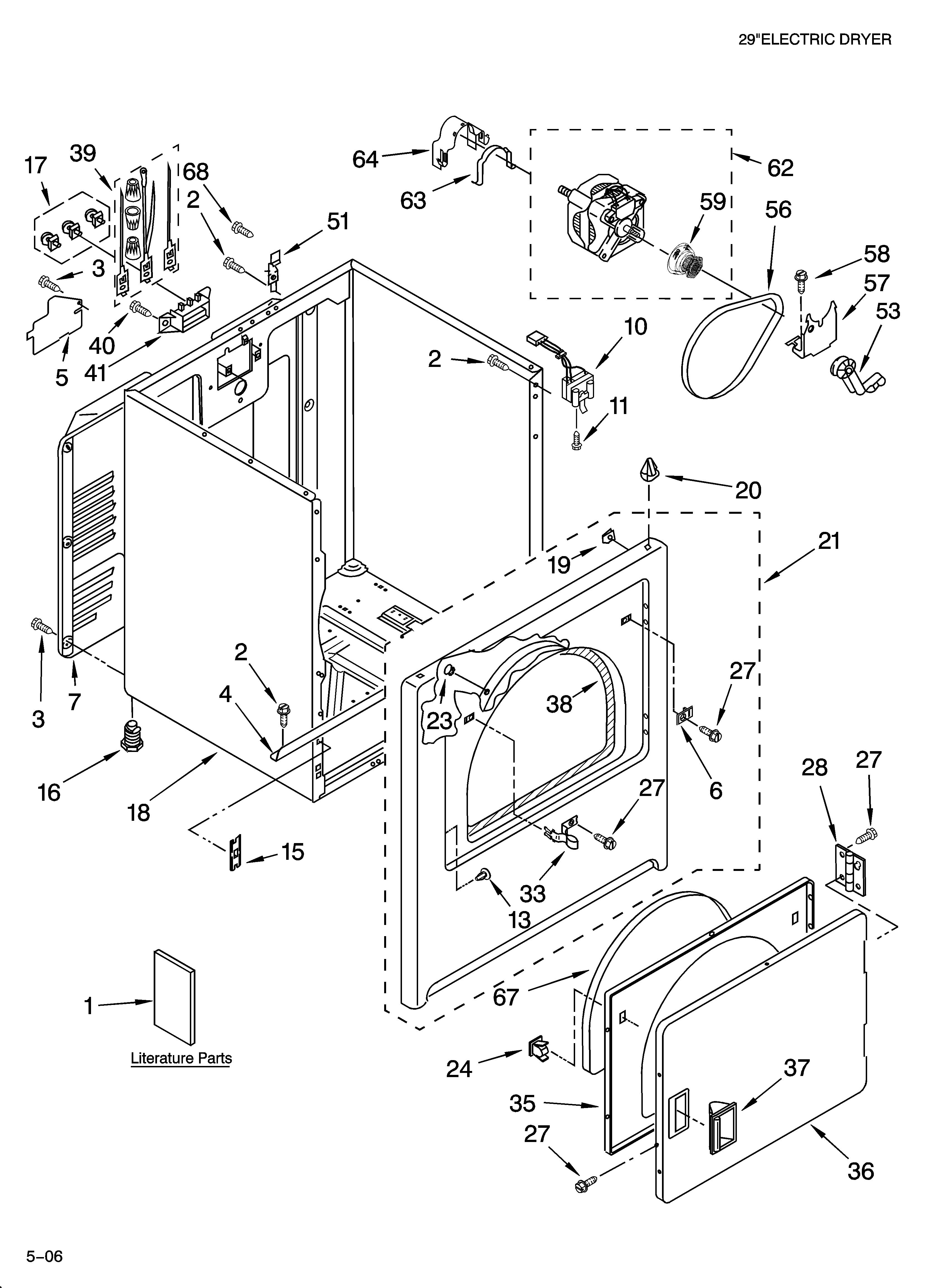 Roper RED4440SQ0 cabinet parts diagram