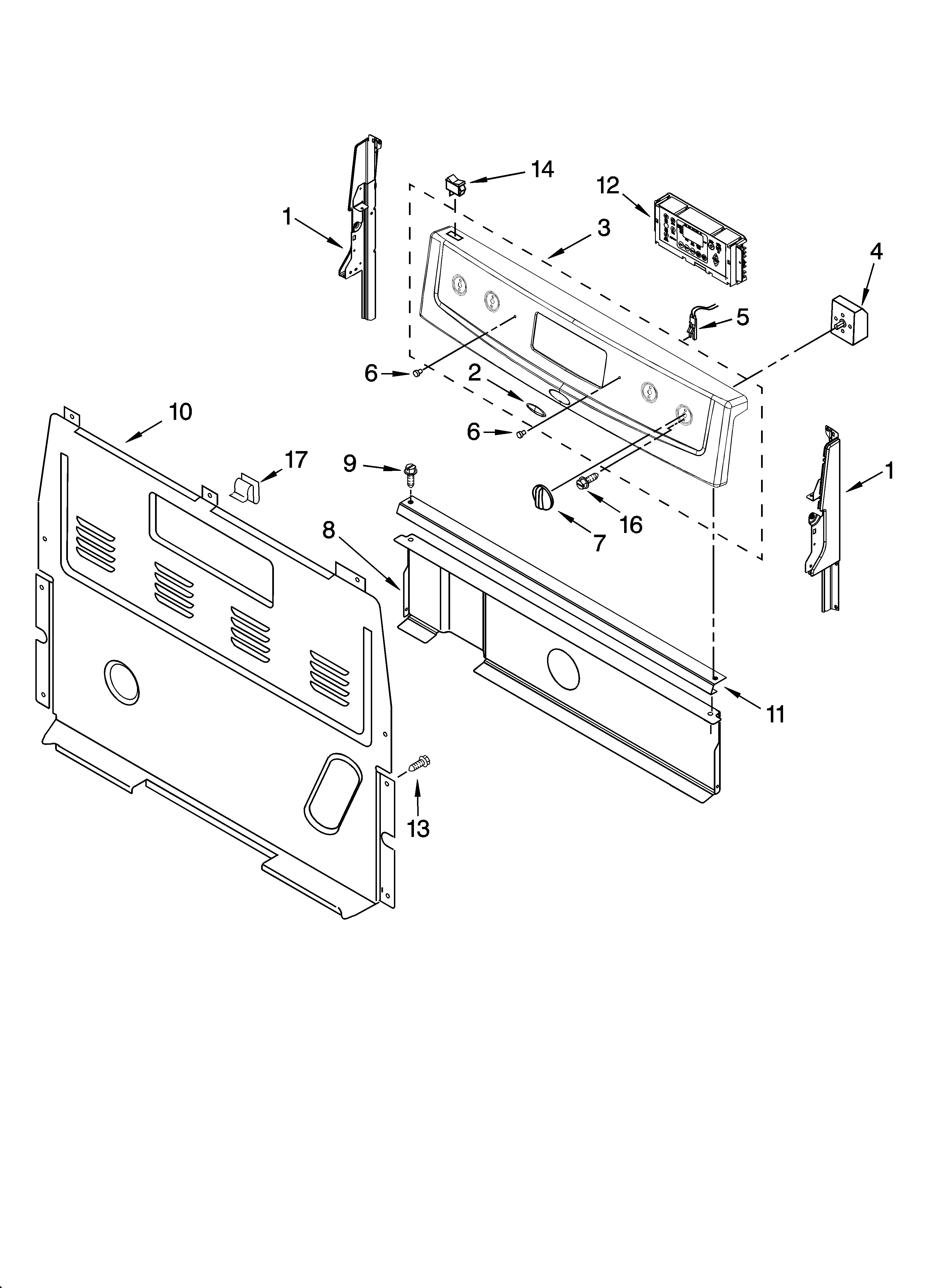 Whirlpool RF367LXSQ0 control panel parts diagram