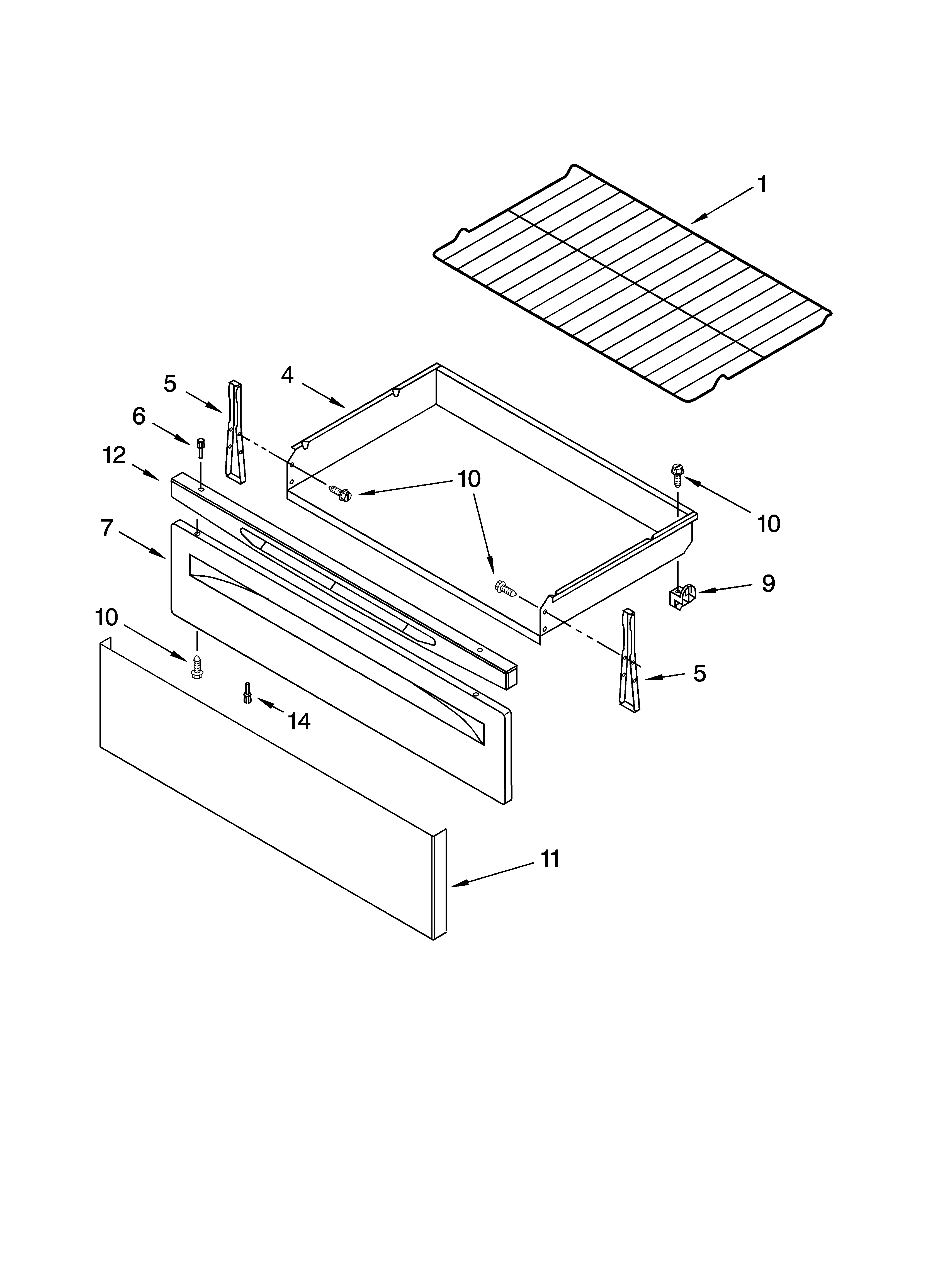 Whirlpool RF367LXSQ0 drawer & broiler parts diagram