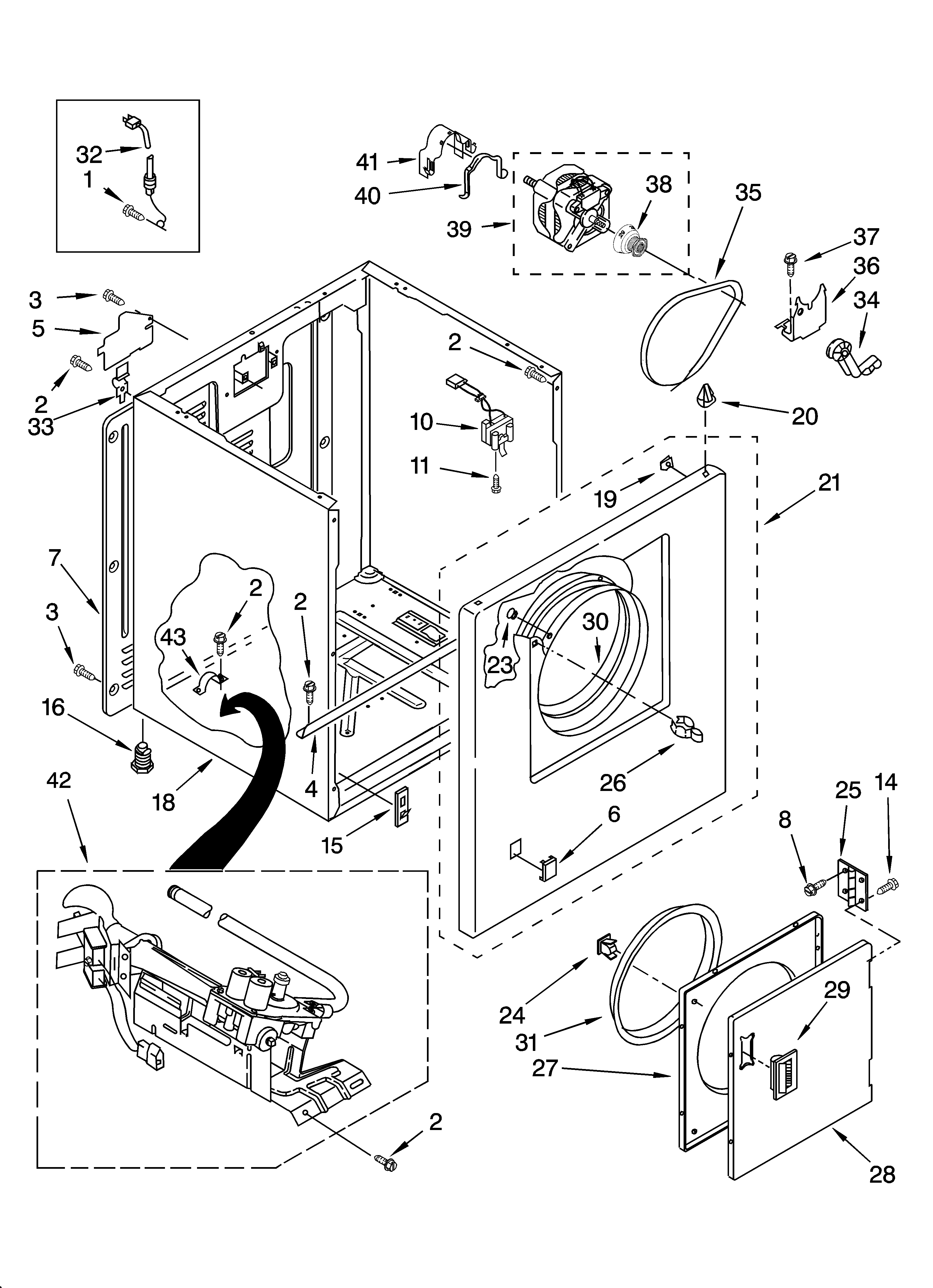 Roper RGD4100SQ0 cabinet parts diagram