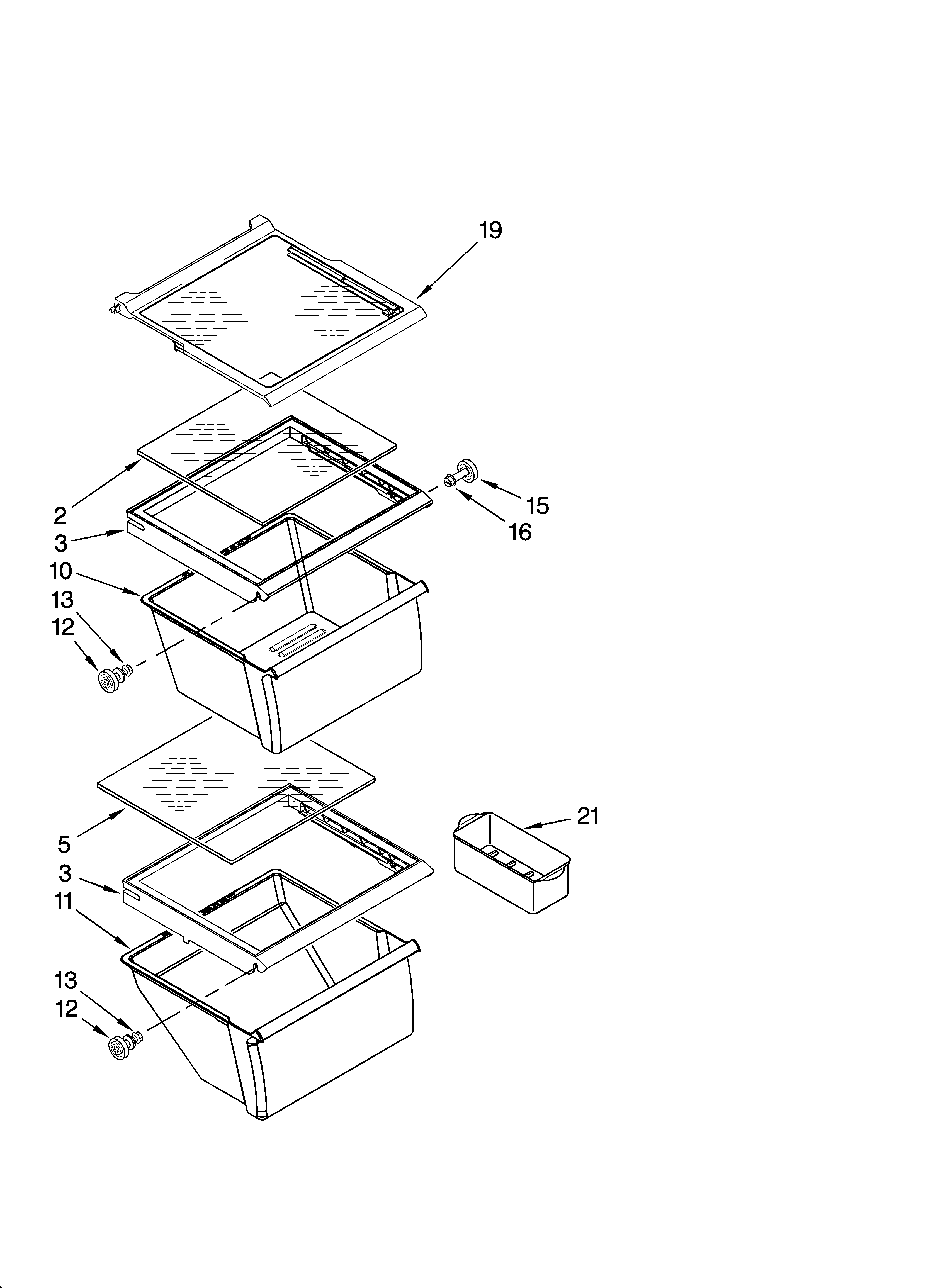 Roper RS22CFXTQ00 refrigerator shelf parts diagram